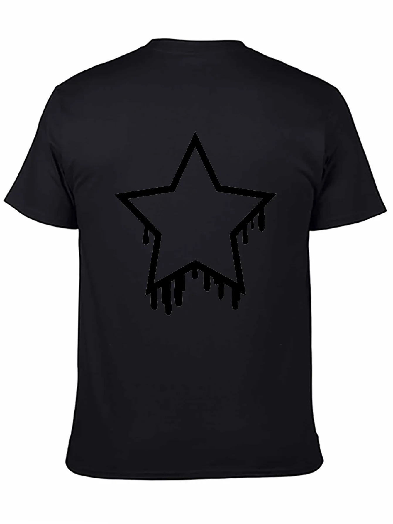 Black Star Drip Graphic Tee - Mens Casual T-Shirt