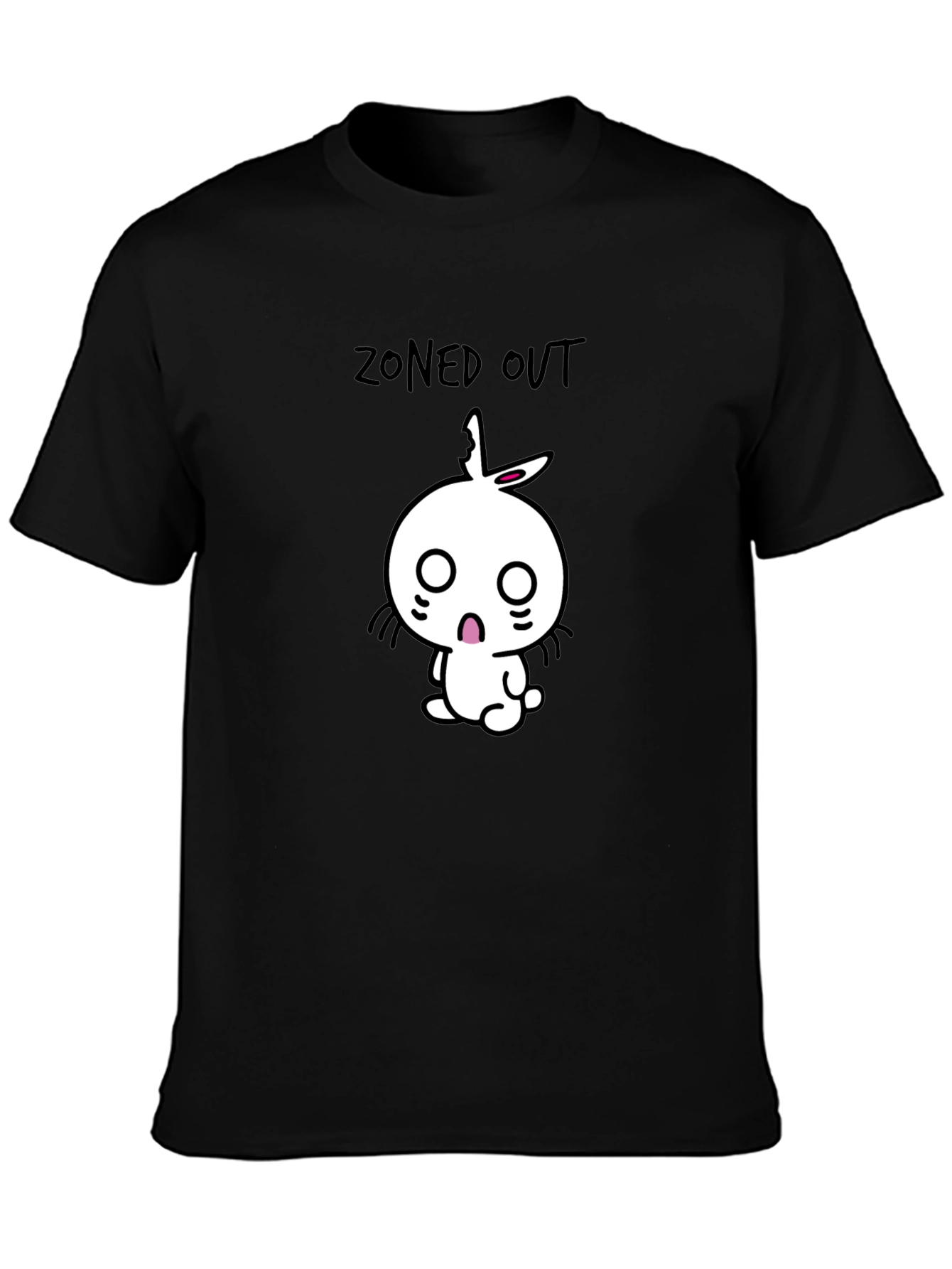 Zoned Out Rabbit Graphic Tee - Black Cotton T-Shirt