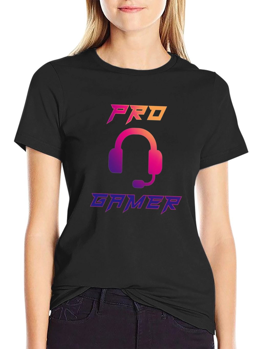 Pro Gamer Black T-Shirt with Headset Design