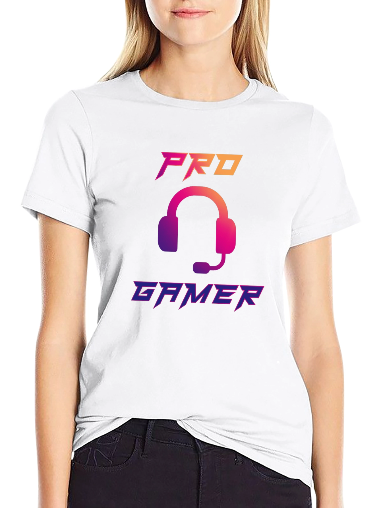 Pro Gamer Black T-Shirt with Headset Design