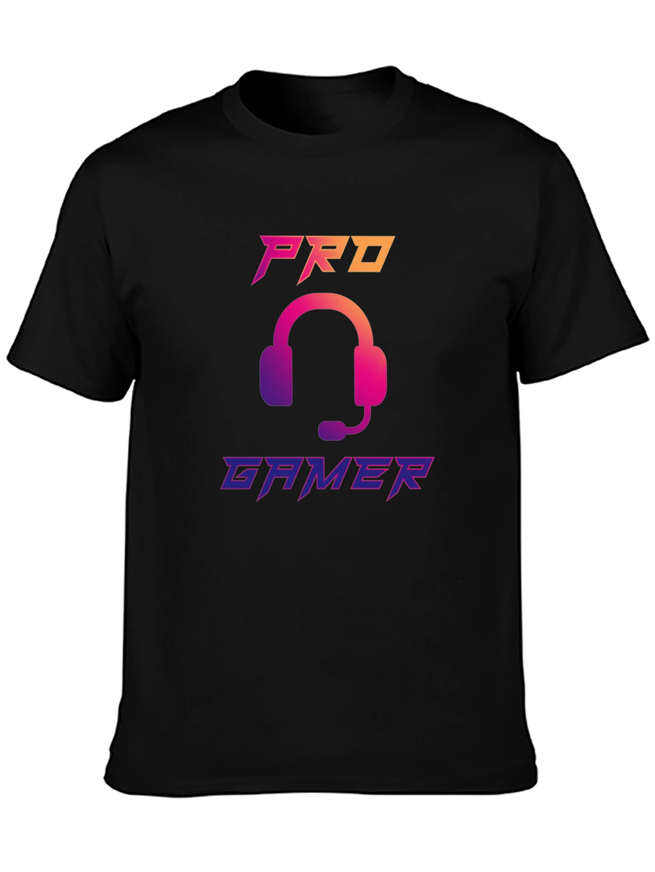 Pro Gamer Black T-Shirt with Headset Design