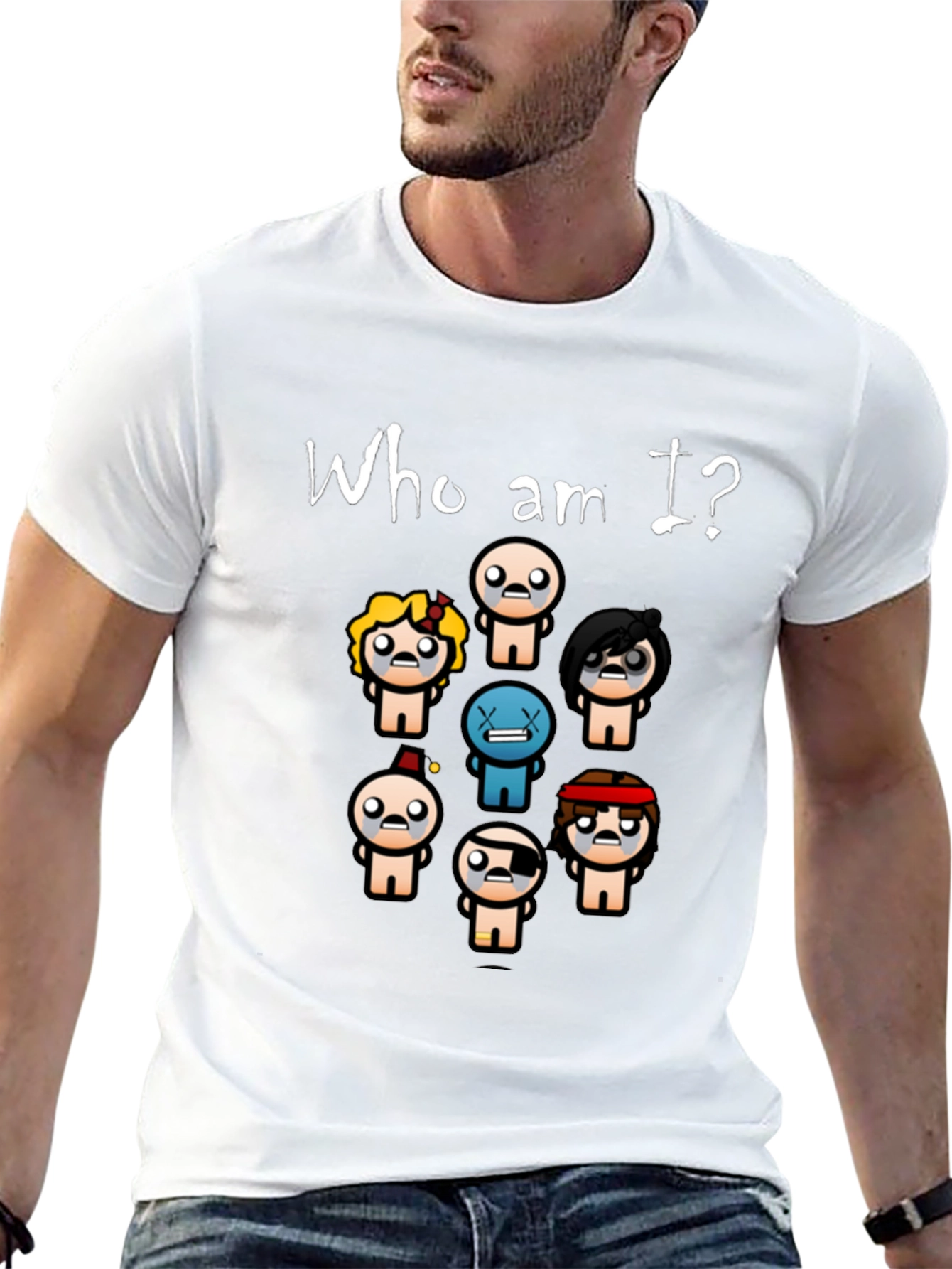 Who am I? T-Shirt - Indie Game Isaac Inspired