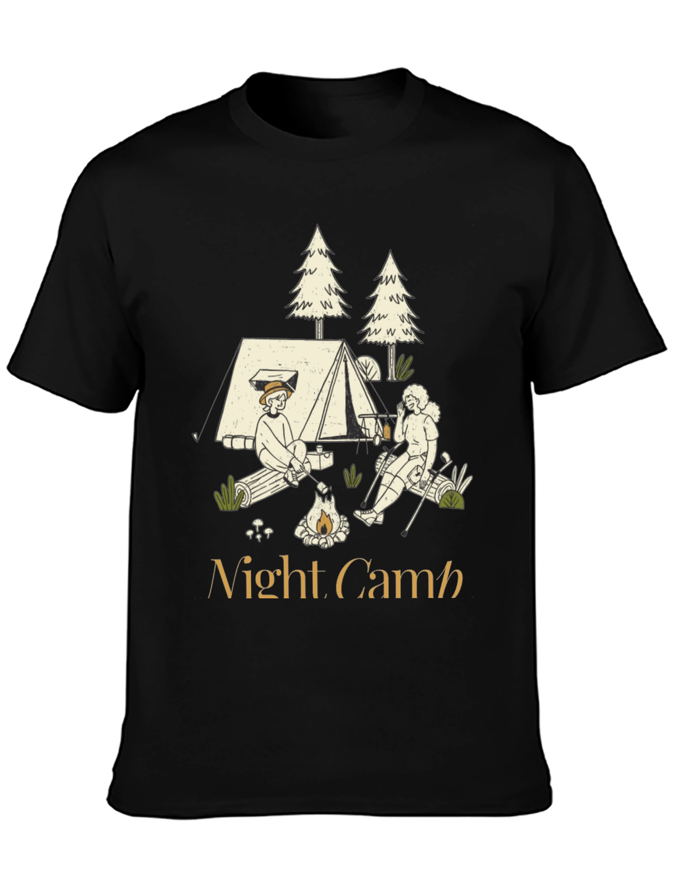 Night Camp Graphic Tee - Camping Adventure Shirt