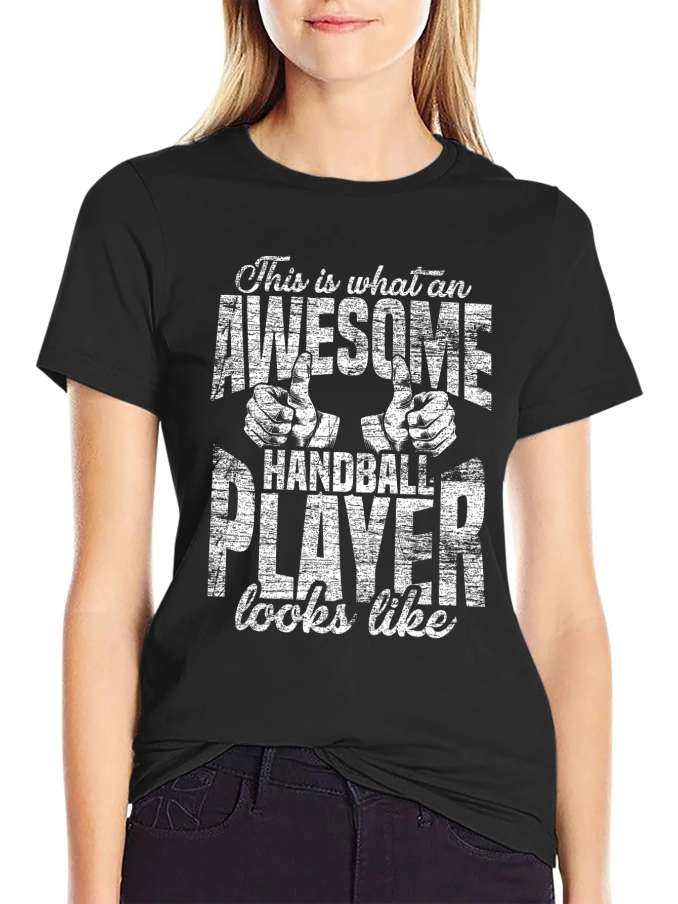 Awesome Handball Player Graphic Tee - Black