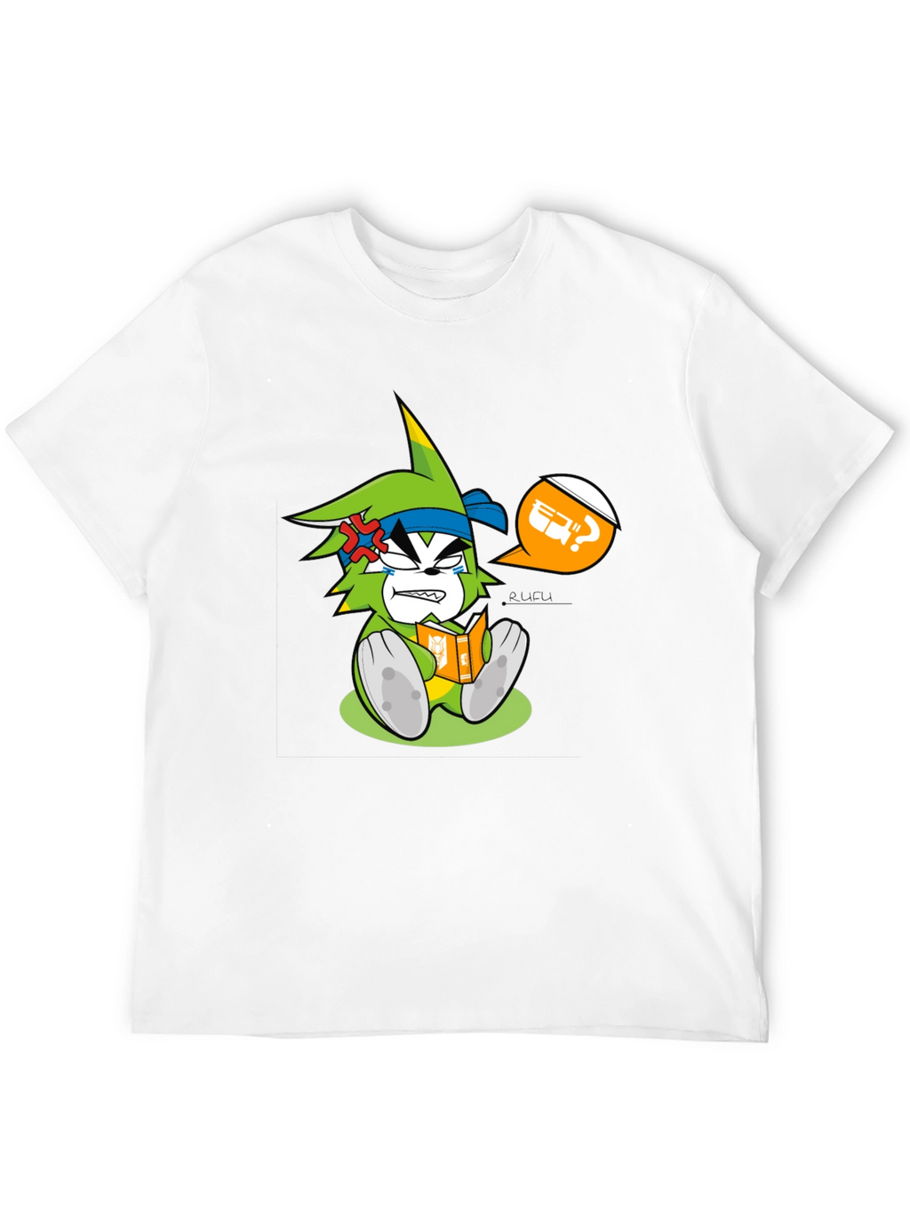 Angry Cartoon Character Reading Graphic Tee