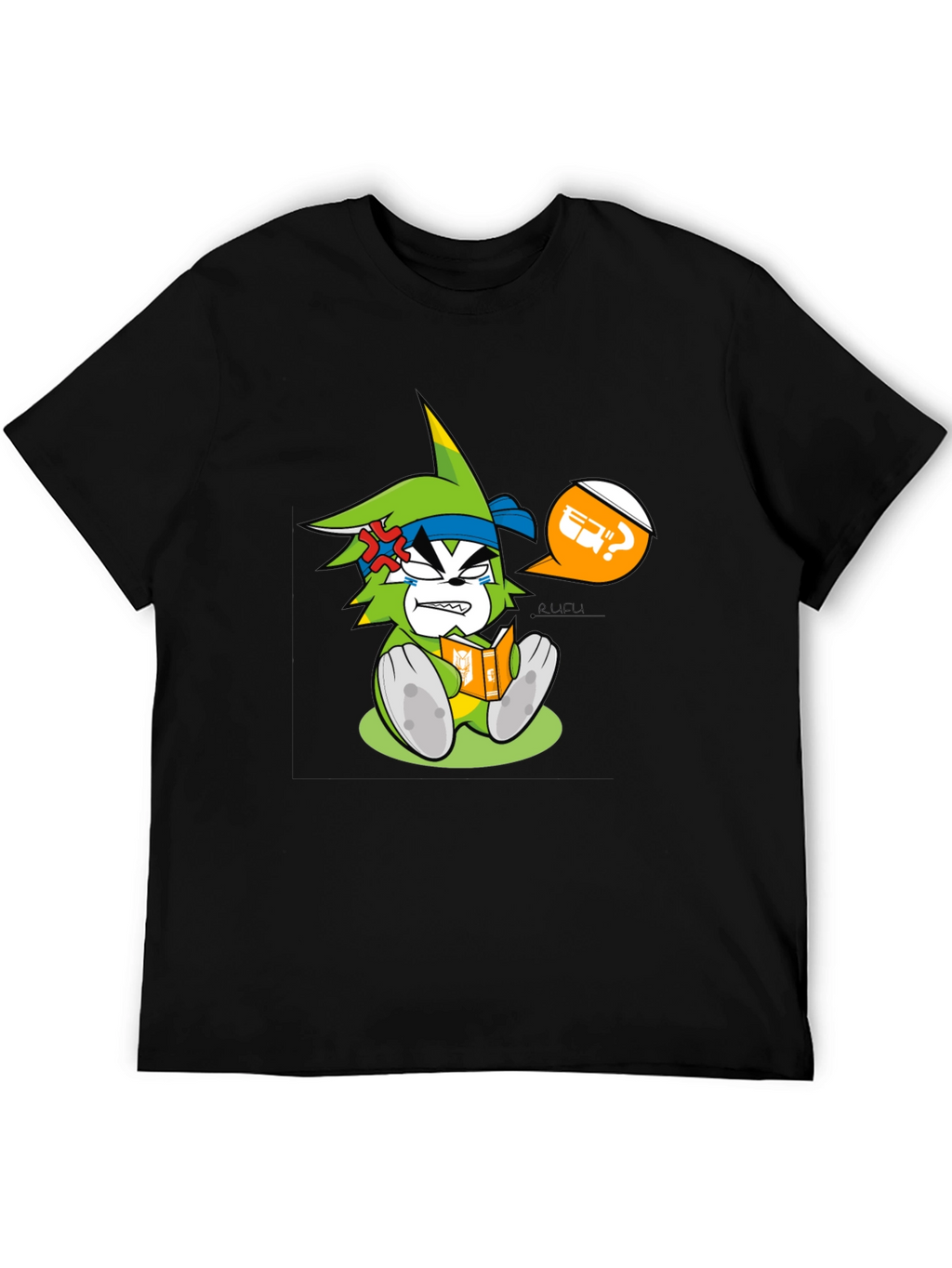 Angry Cartoon Character Reading Graphic Tee