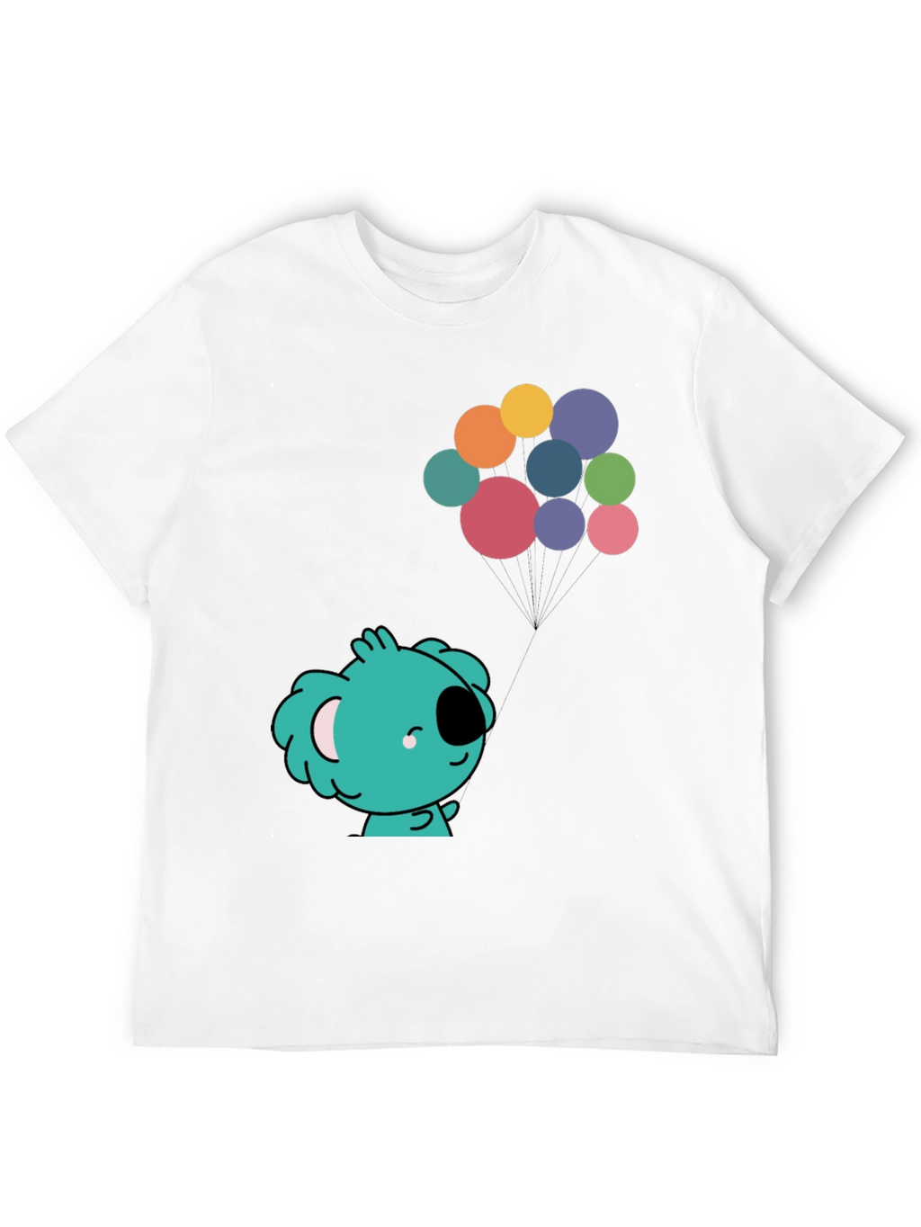 Koala and Balloons Graphic Black T-Shirt