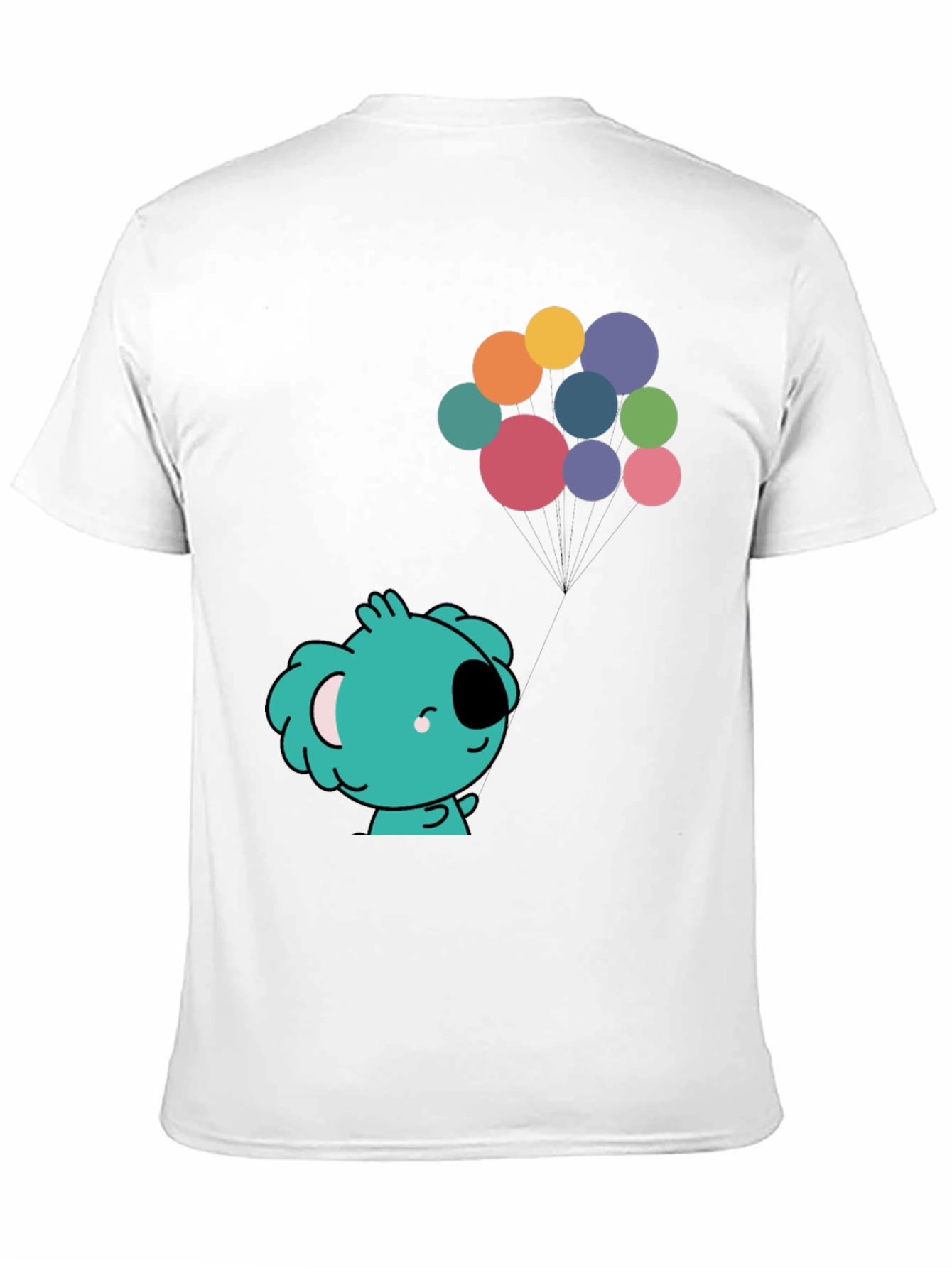 Koala and Balloons Graphic Black T-Shirt