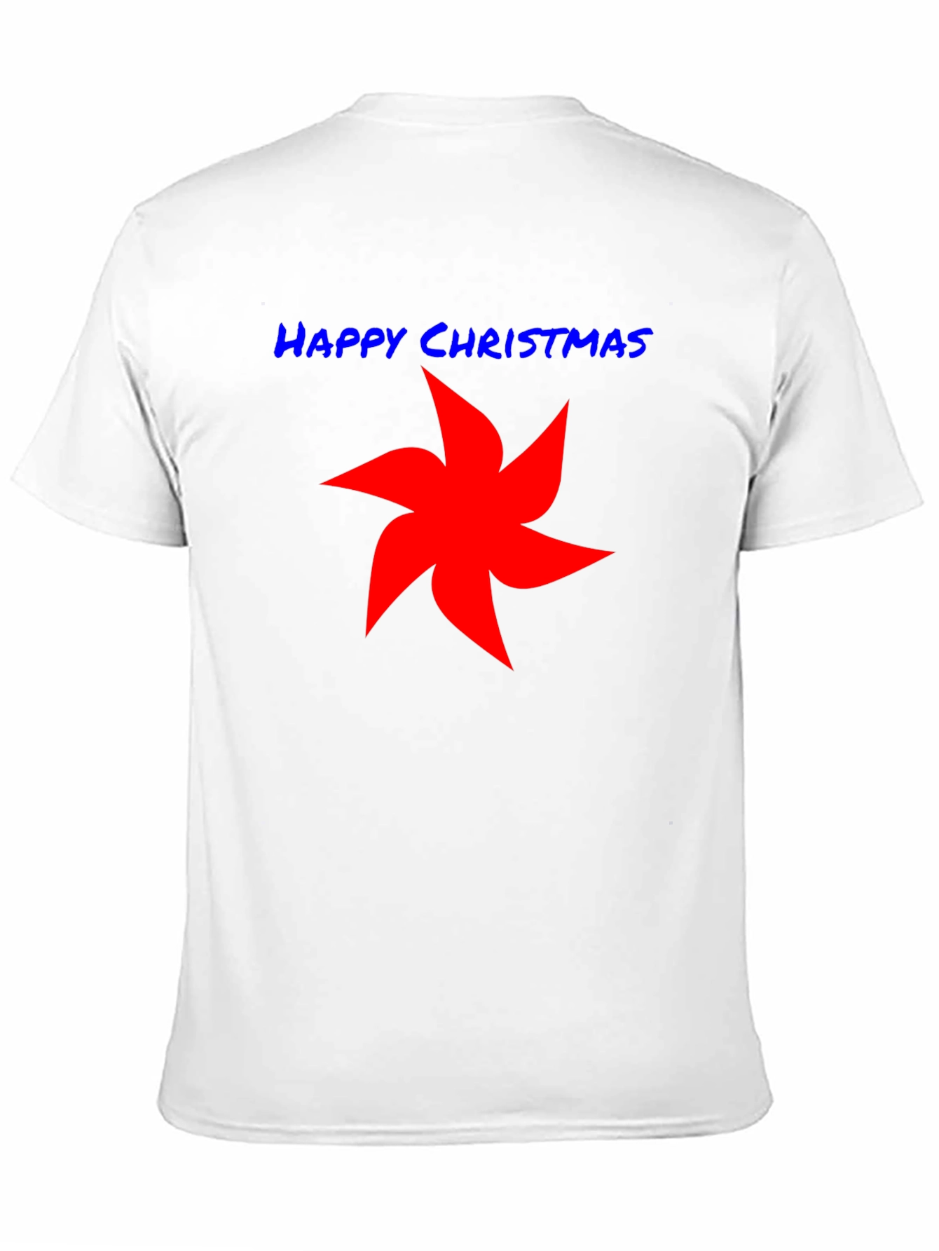 Happy Christmas Star Graphic Tee - Black Cotton Shirt