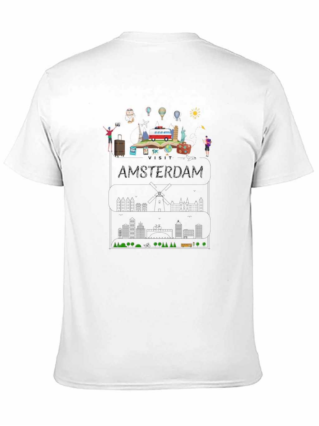 Visit Amsterdam Black Graphic T-Shirt