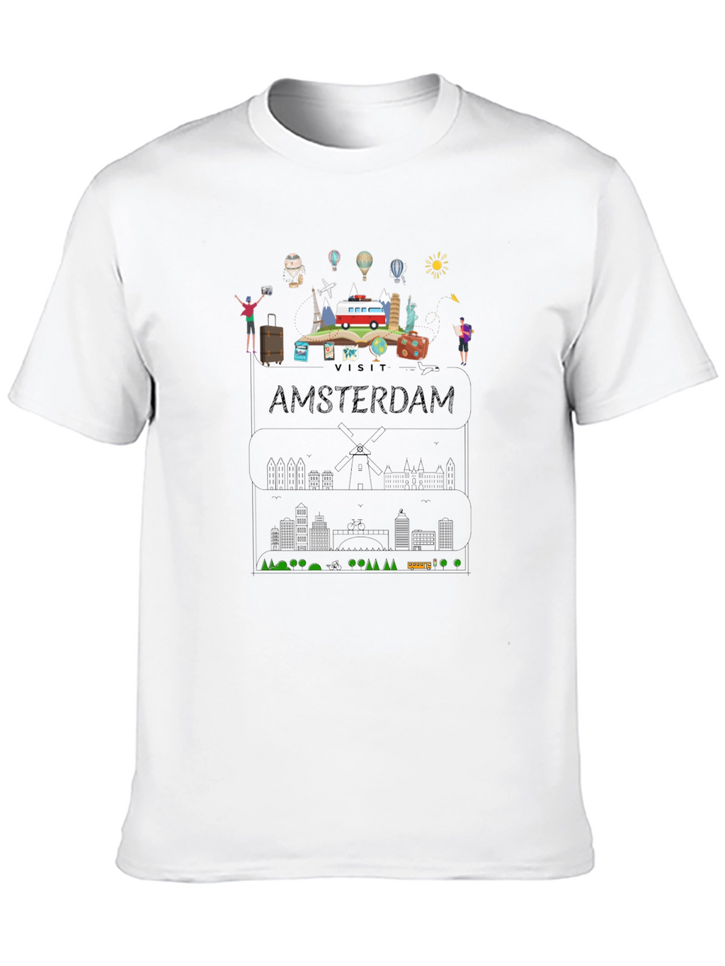 Visit Amsterdam Black Graphic T-Shirt