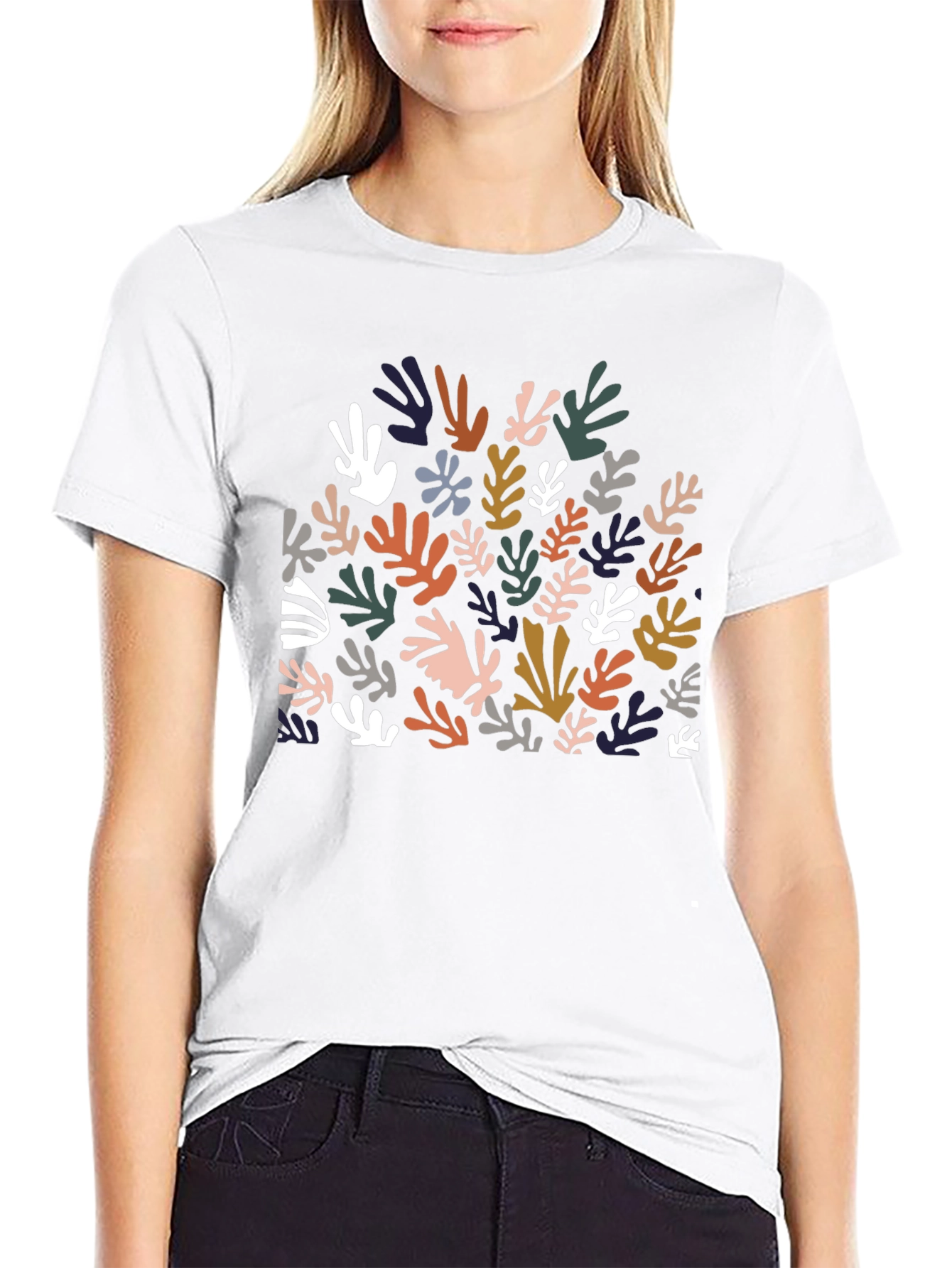 Abstract Leaves Graphic T-Shirt - Modern Style