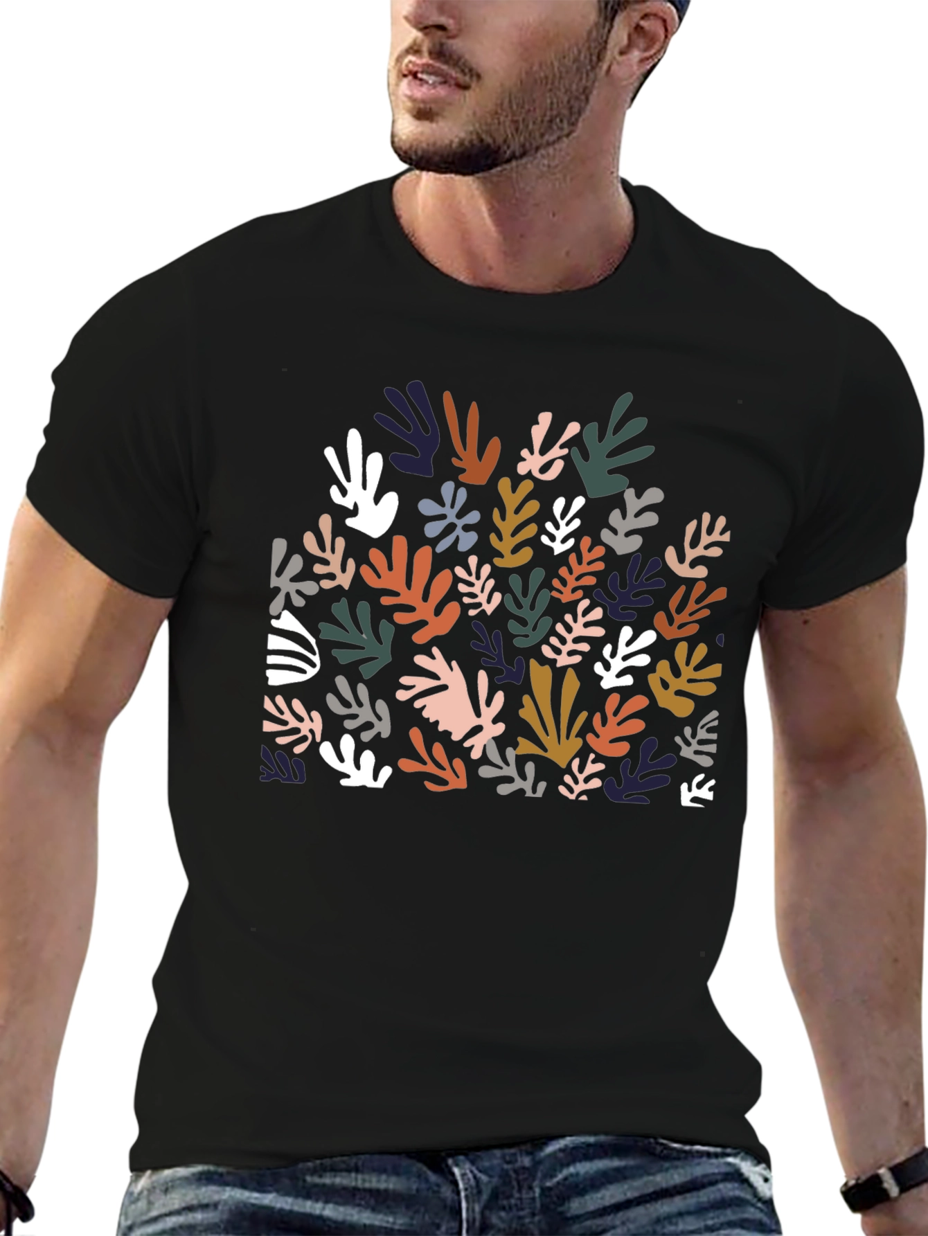Abstract Leaves Graphic T-Shirt - Modern Style