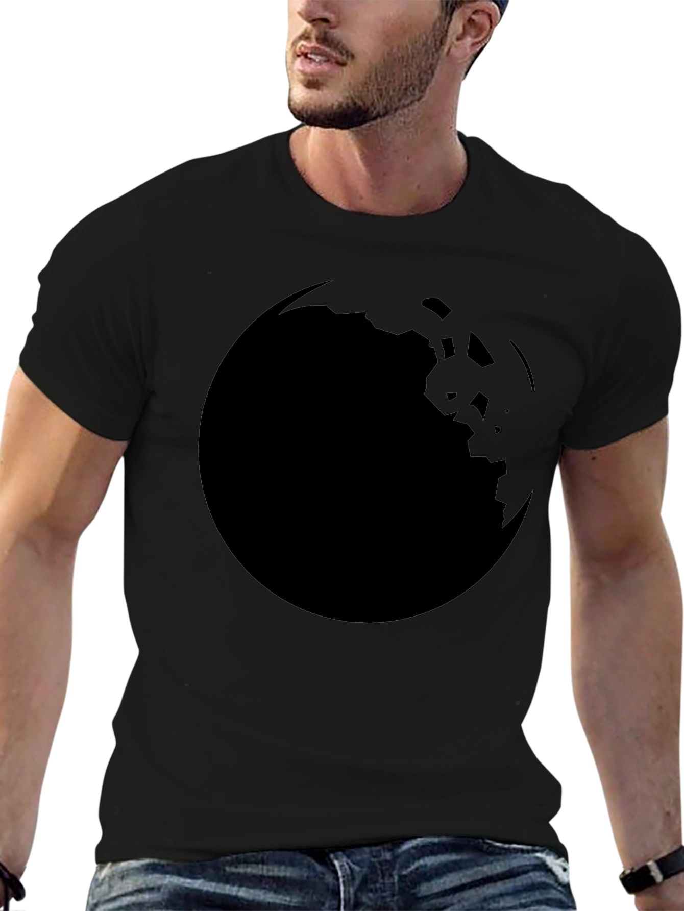 Minimalist Black Graphic Tee - Moon