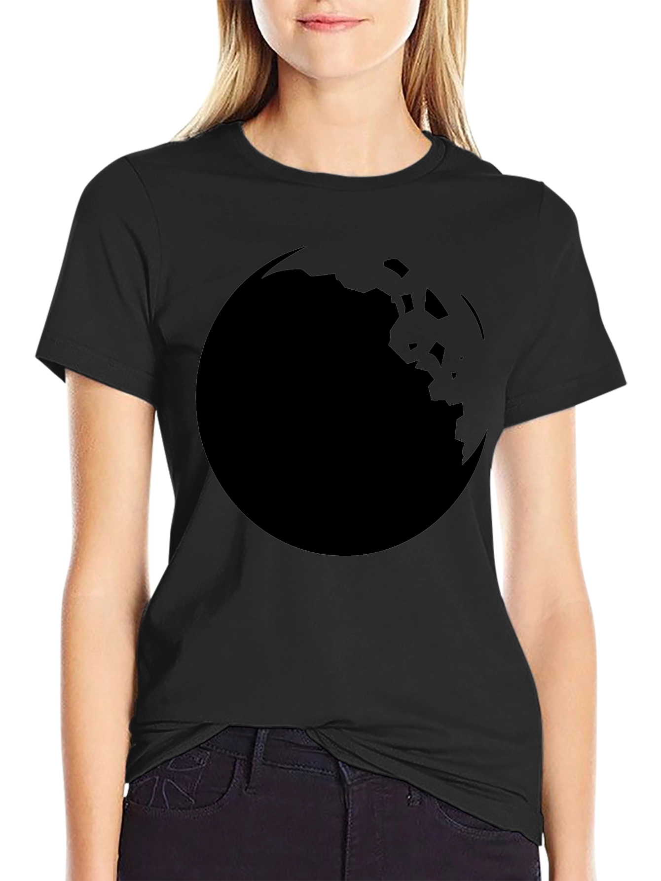 Minimalist Black Graphic Tee - Moon