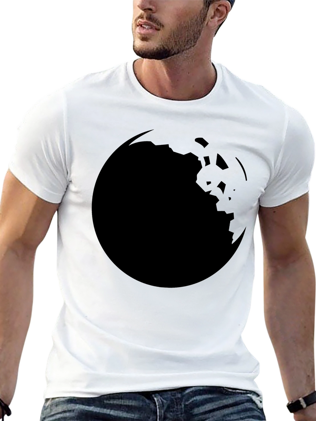 Minimalist Black Graphic Tee - Moon