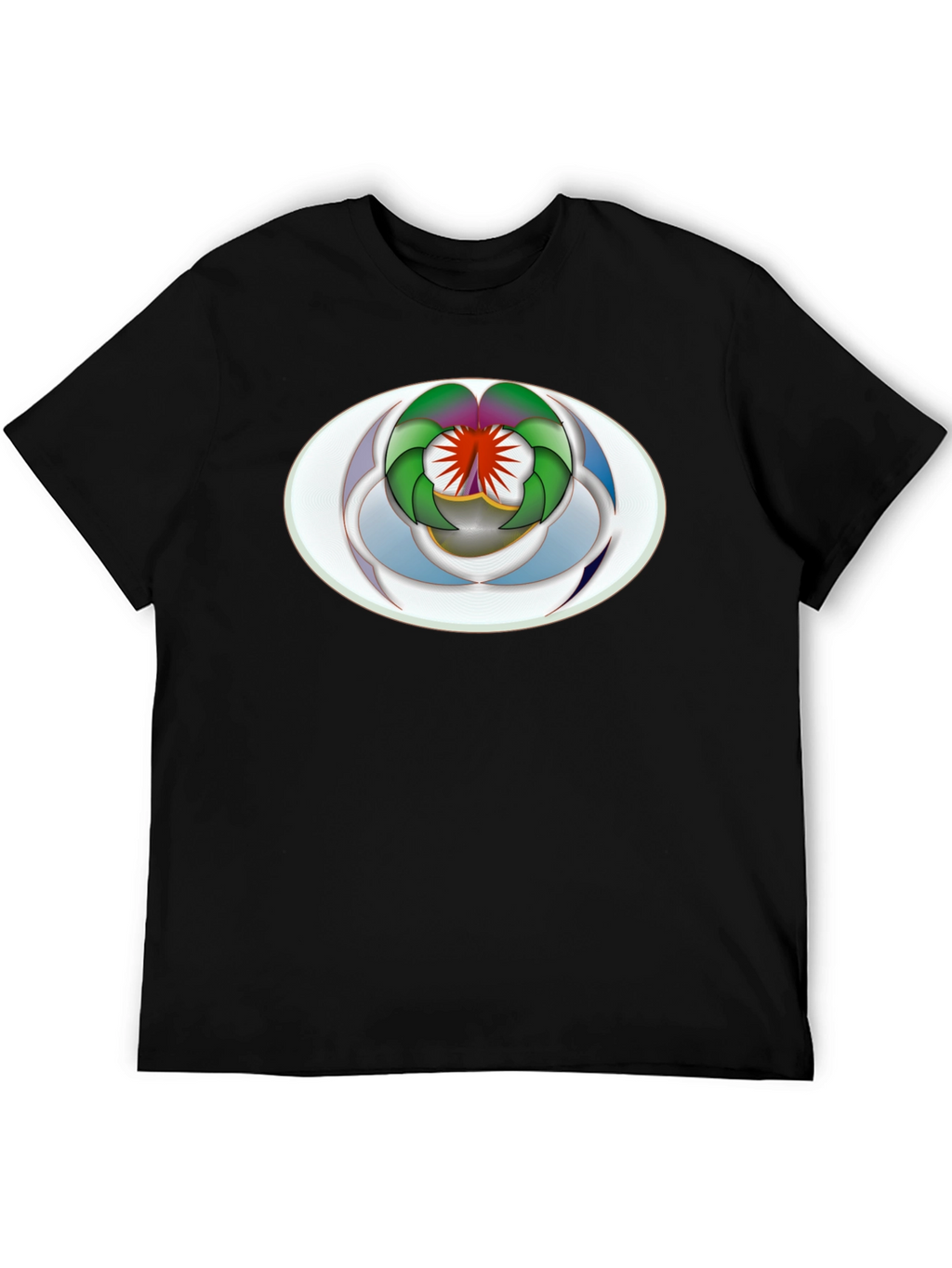 Abstract Oval Design Black T-Shirt