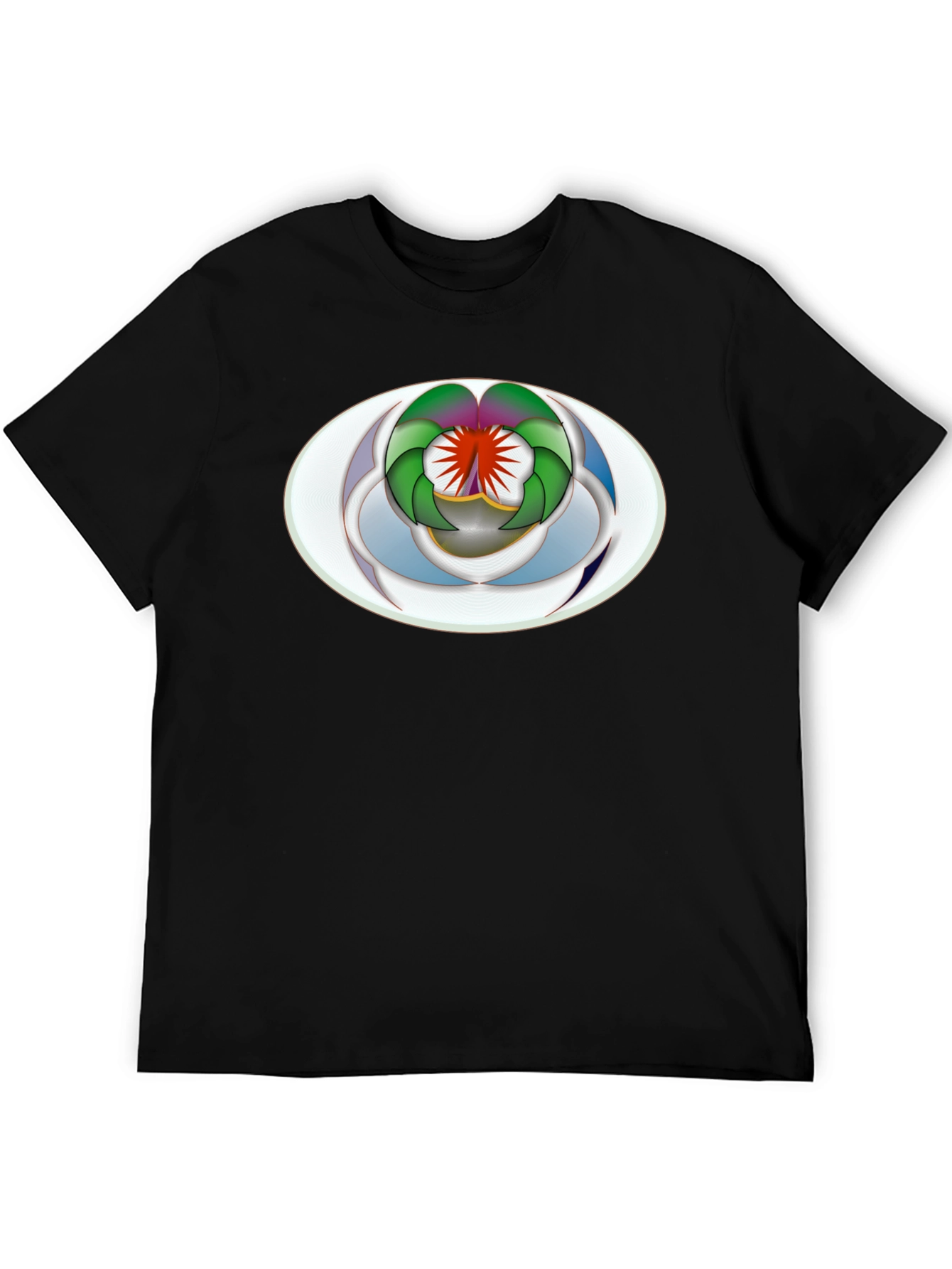 Abstract Oval Design Black T-Shirt