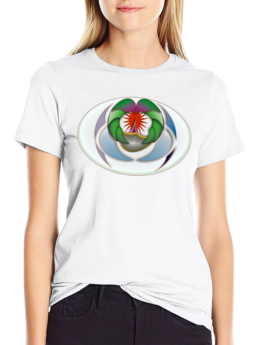 Abstract Oval Design Black T-Shirt