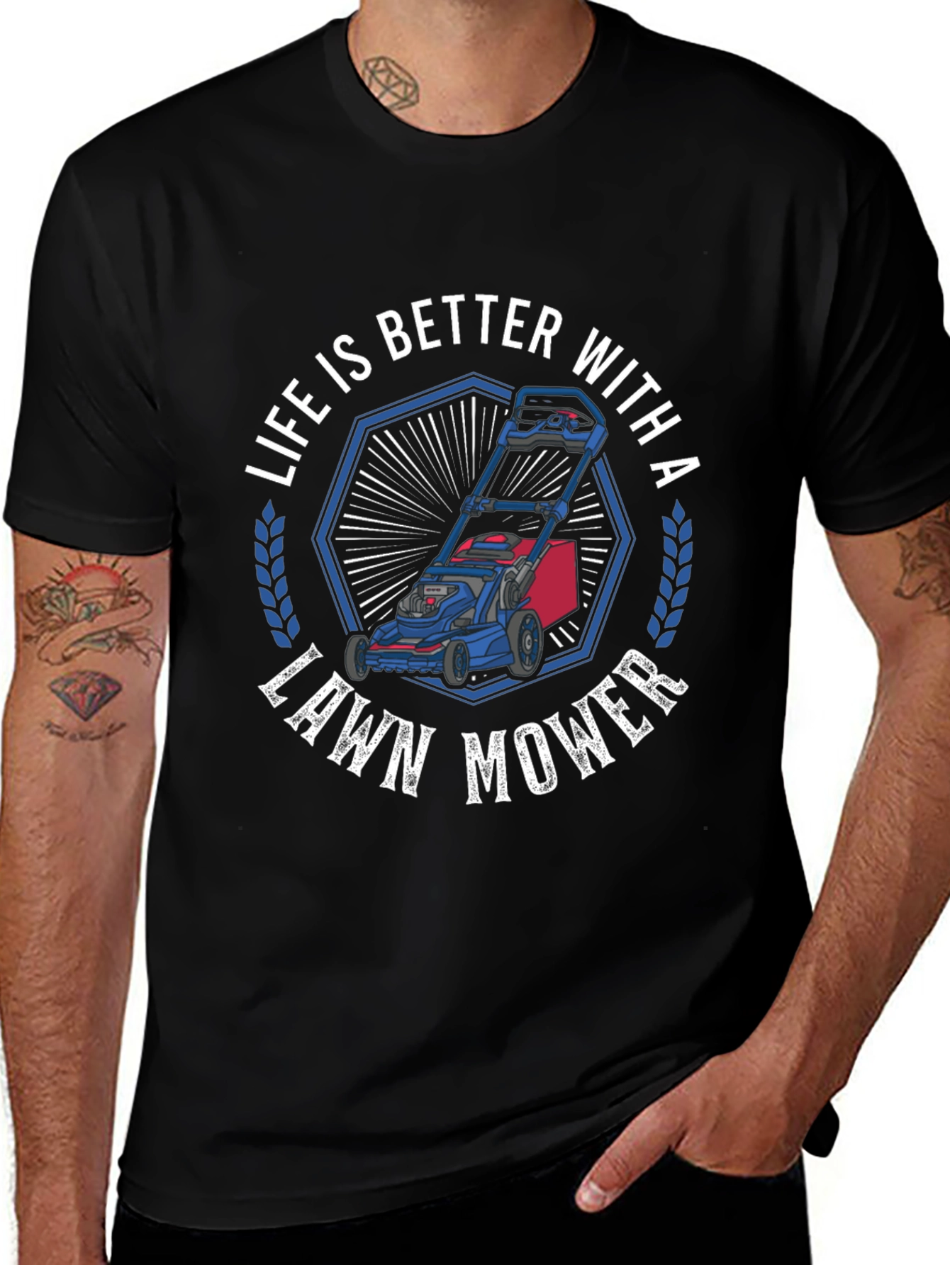 Life is Better with a Lawn Mower Black Graphic Tee