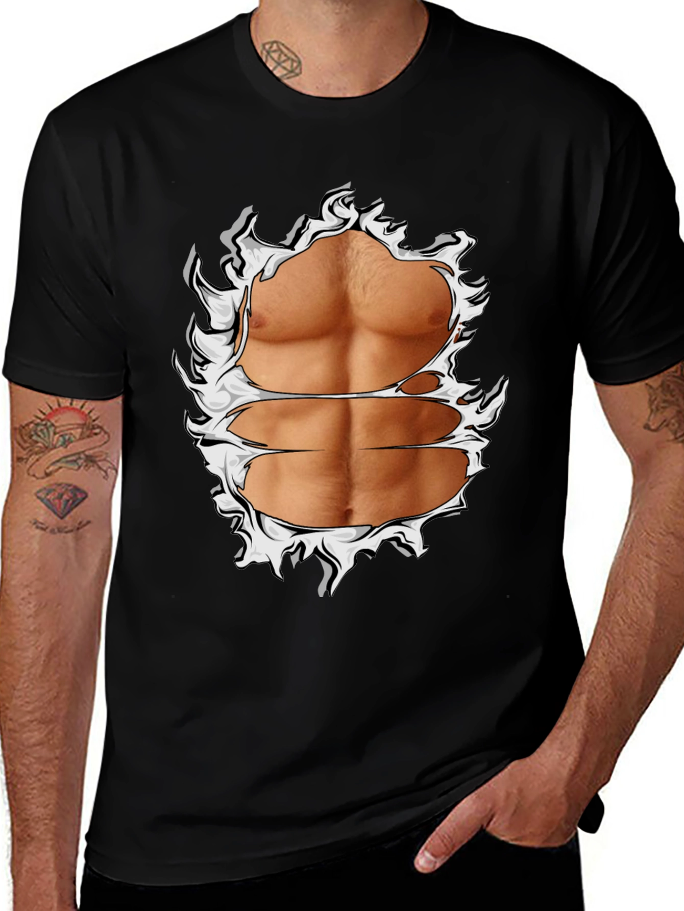 Ripped Abs Graphic T-Shirt