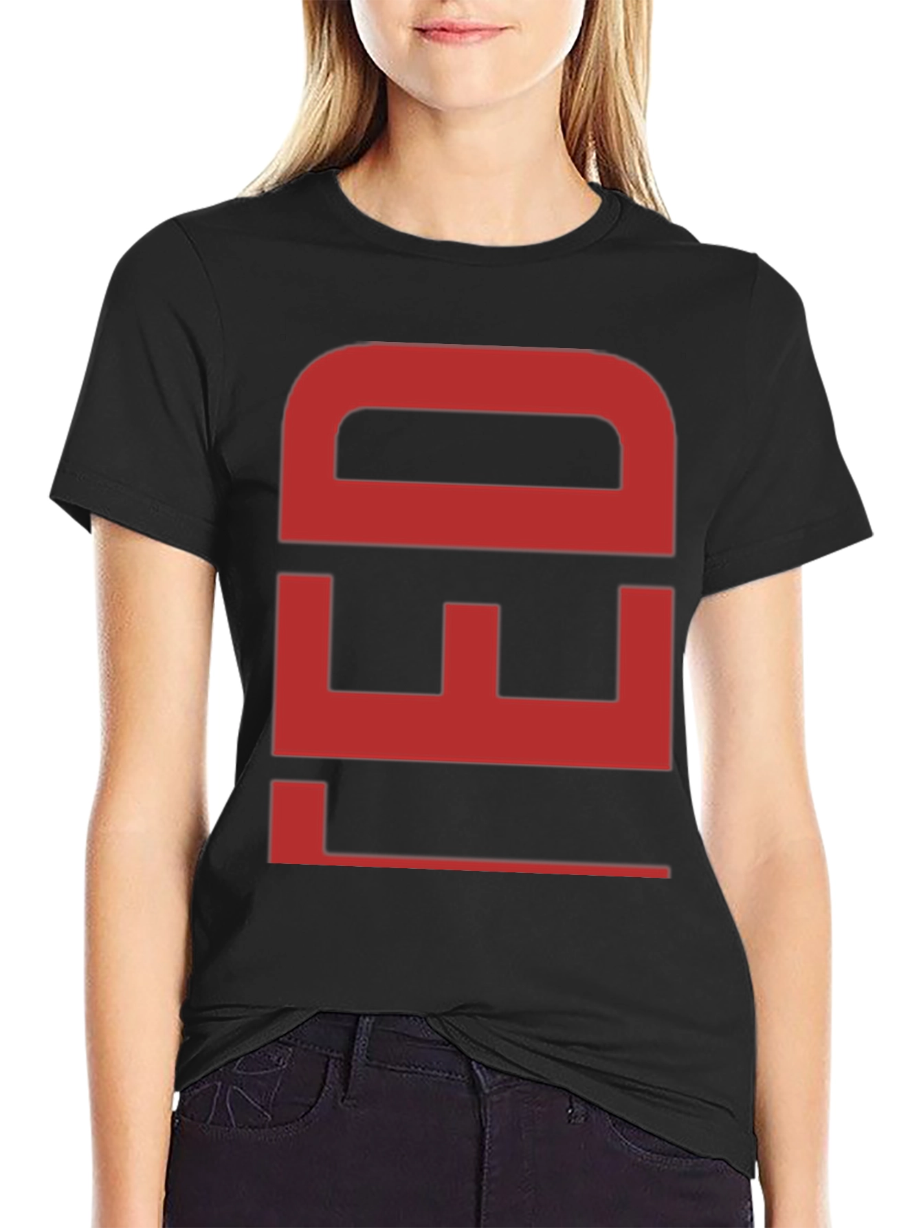 Bold Red Graphic Print Black Cotton T-Shirt