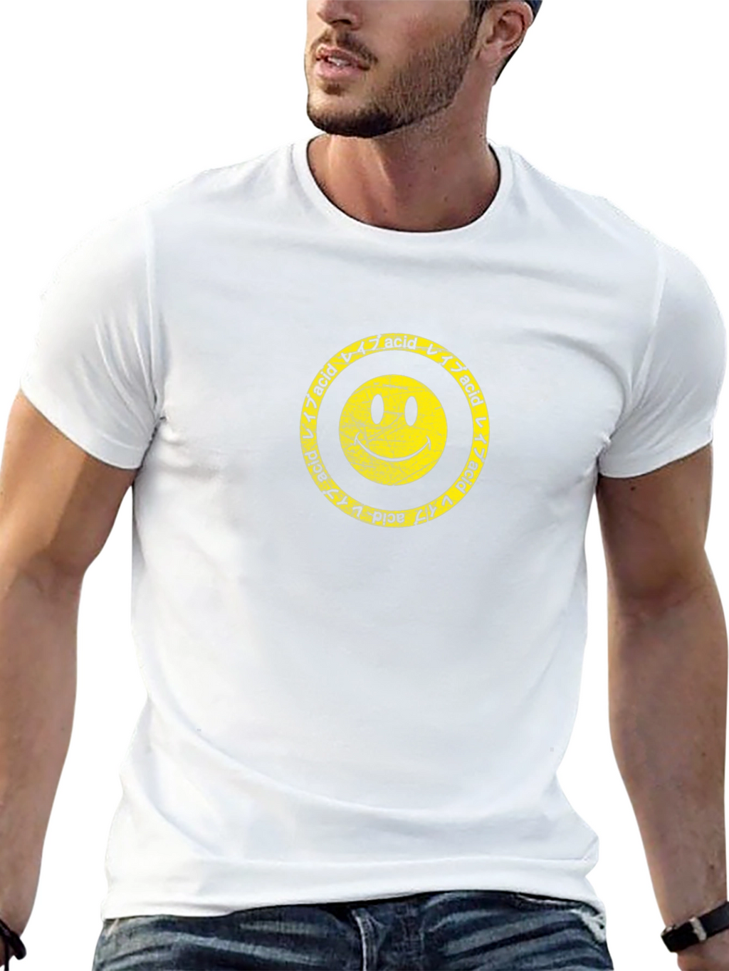 Acid Smiley Face Graphic Tee - Retro Style