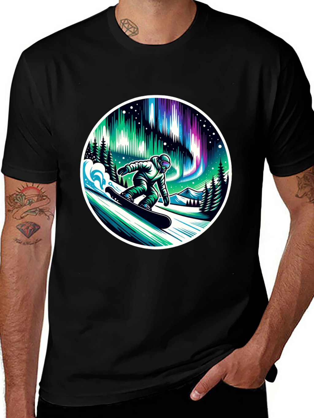 Aurora Snowboarder Graphic T-Shirt