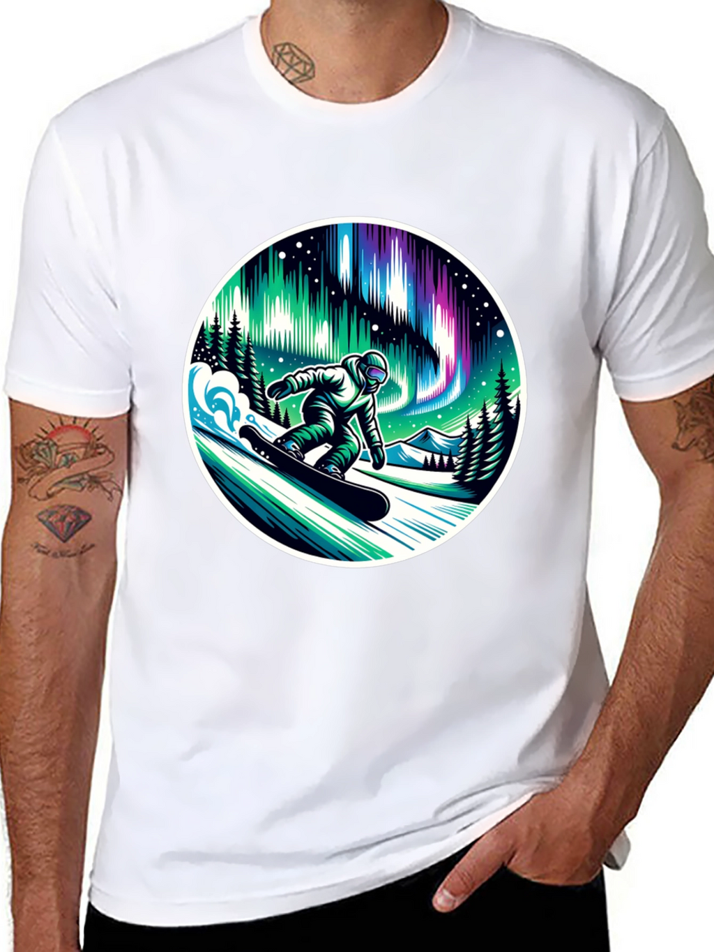 Aurora Snowboarder Graphic T-Shirt