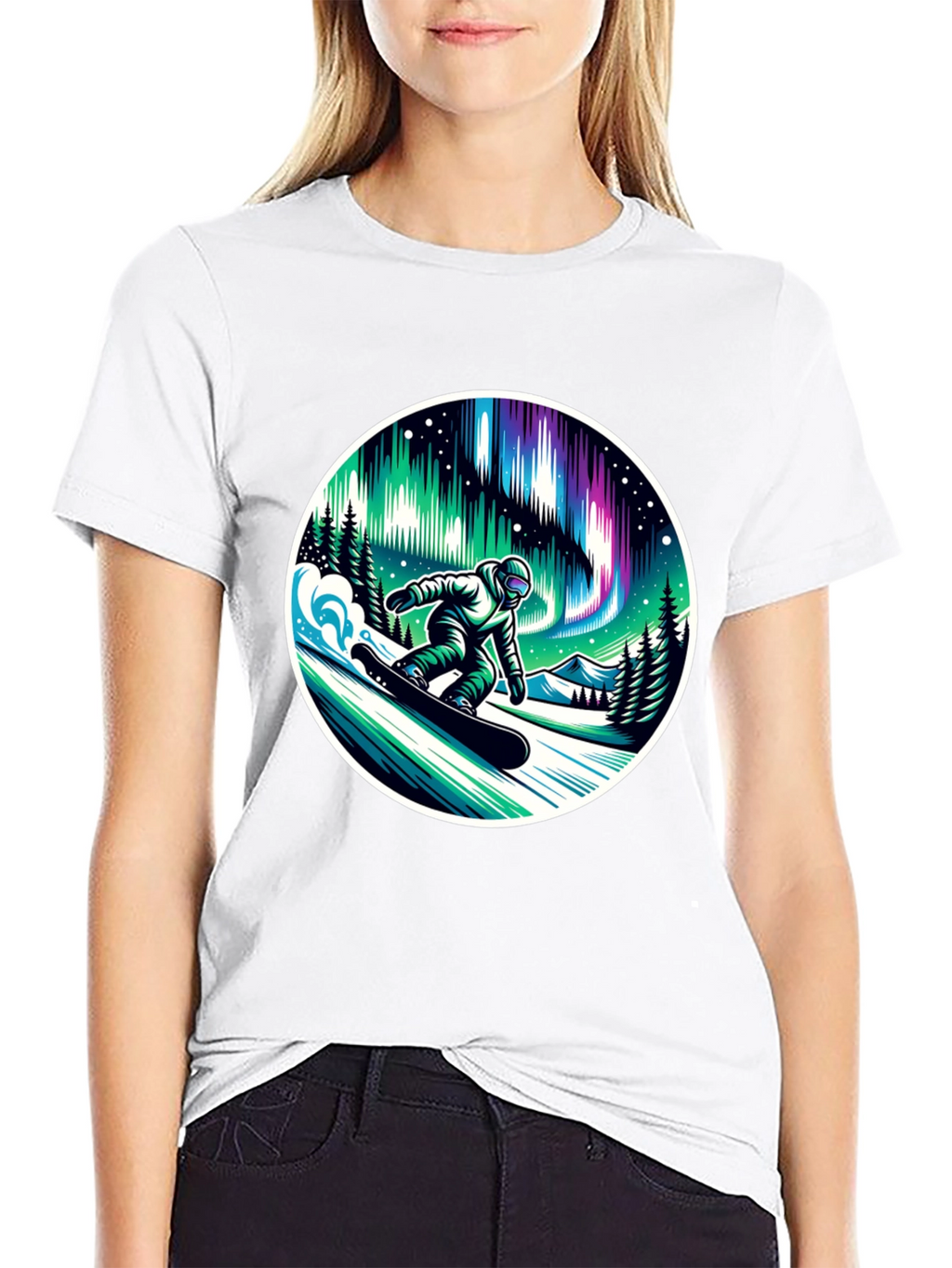 Aurora Snowboarder Graphic T-Shirt