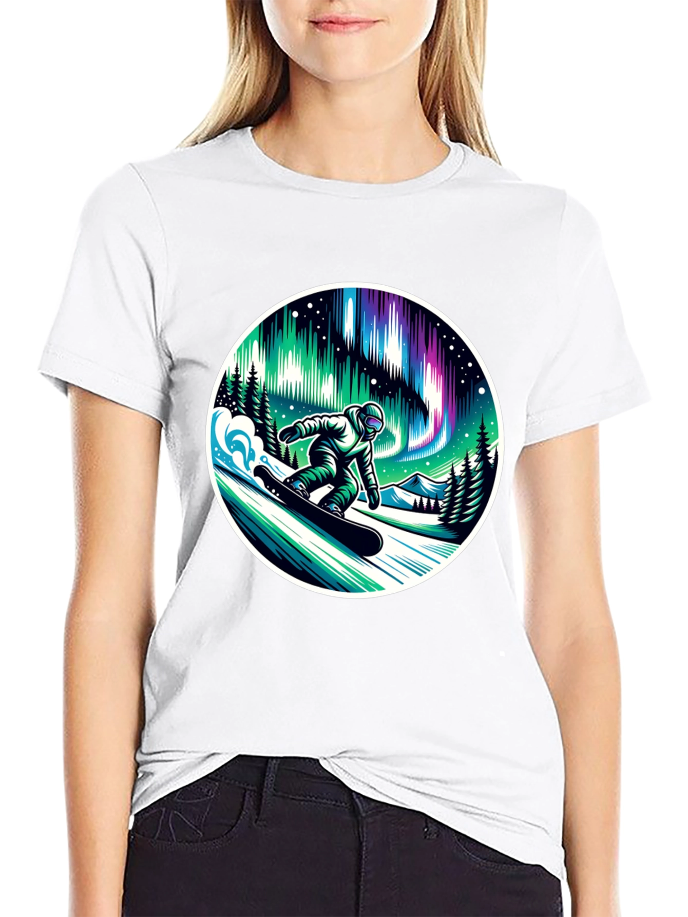 Aurora Snowboarder Graphic T-Shirt