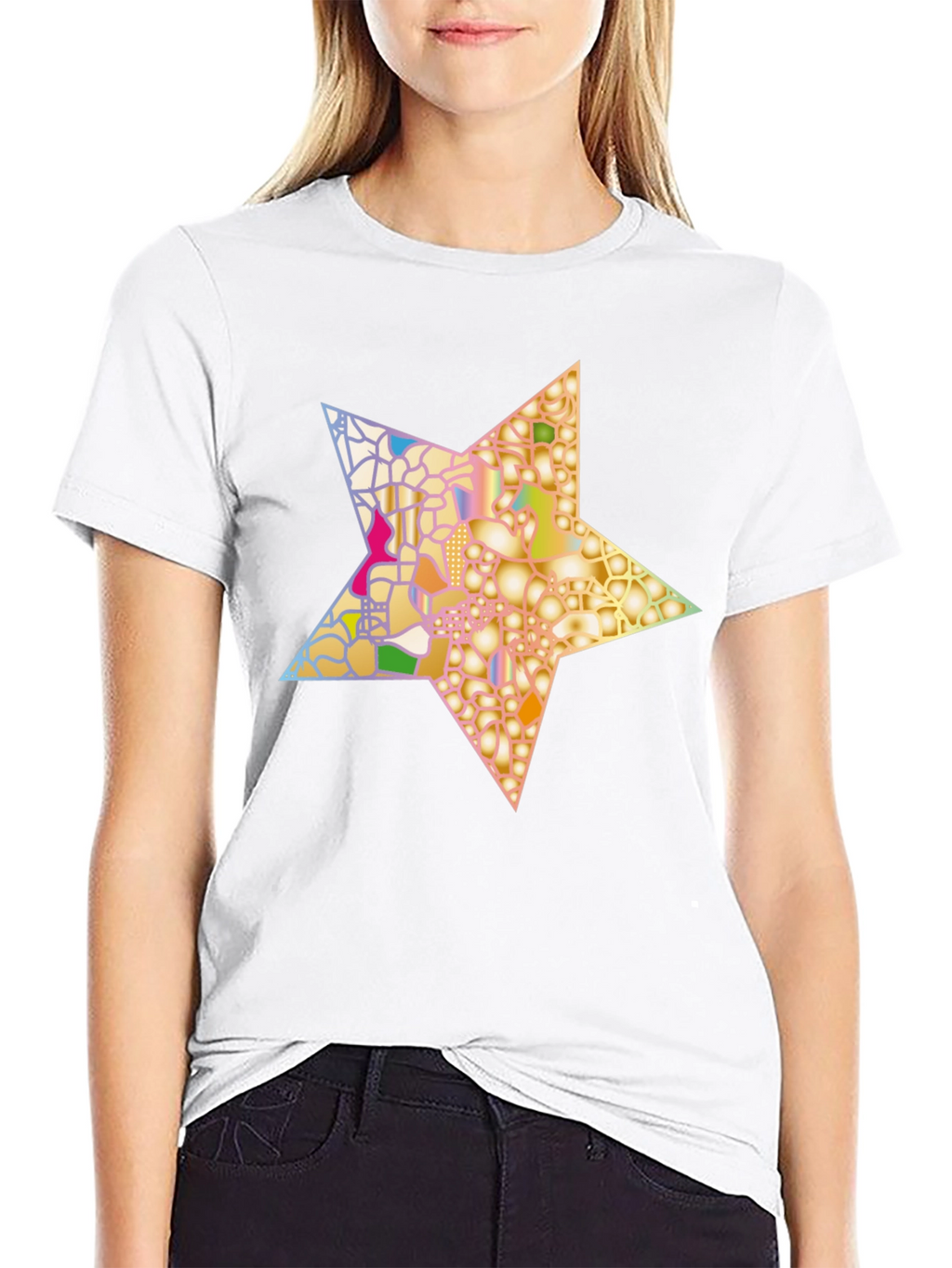 Abstract Star Graphic Tee - Stylish Mens Black T-Shirt
