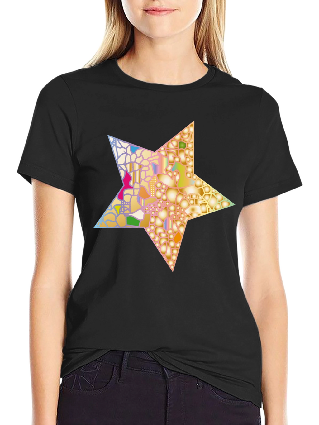 Abstract Star Graphic Tee - Stylish Mens Black T-Shirt