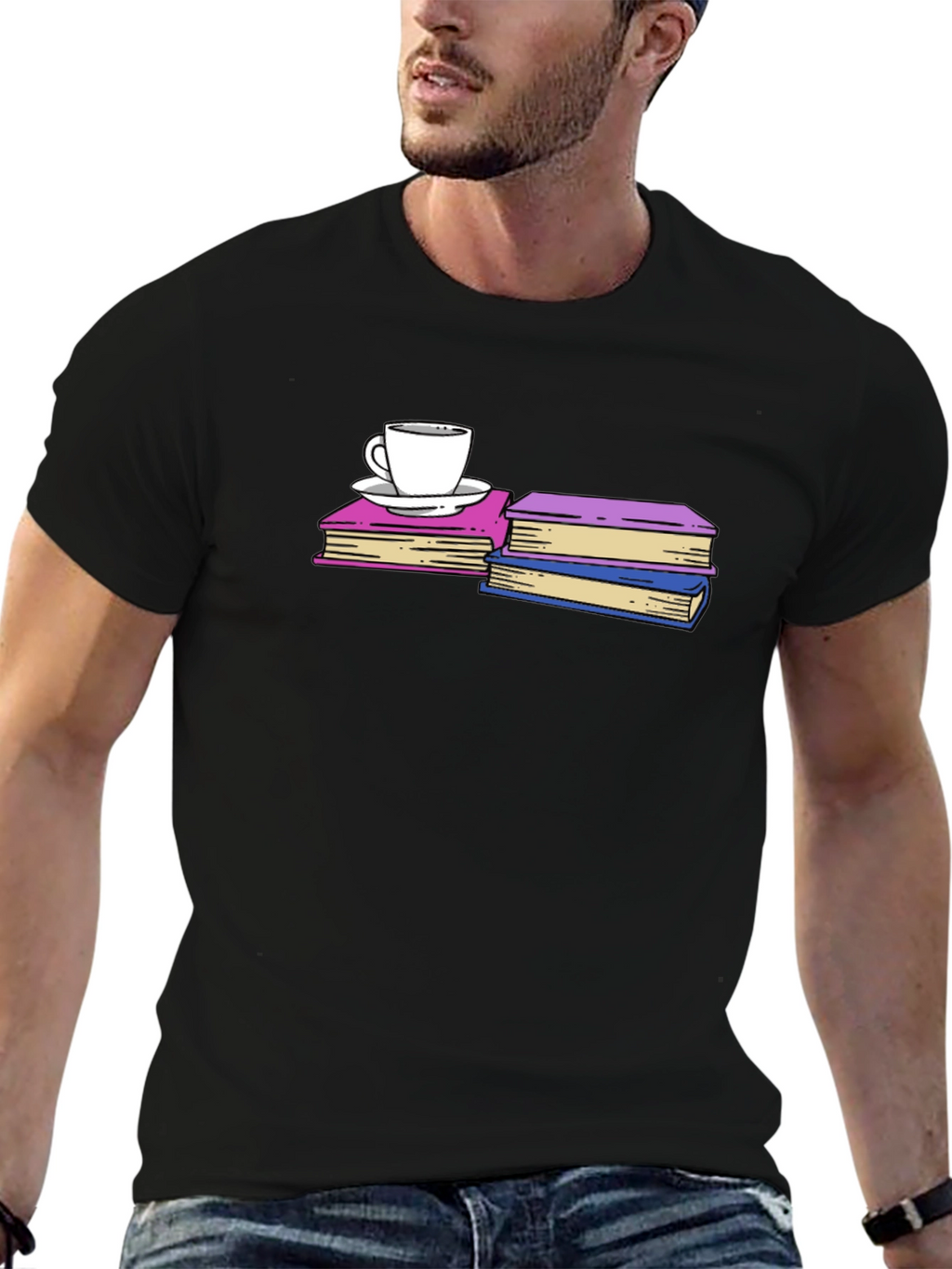Books and Coffee T-Shirt - Black Unisex Tee