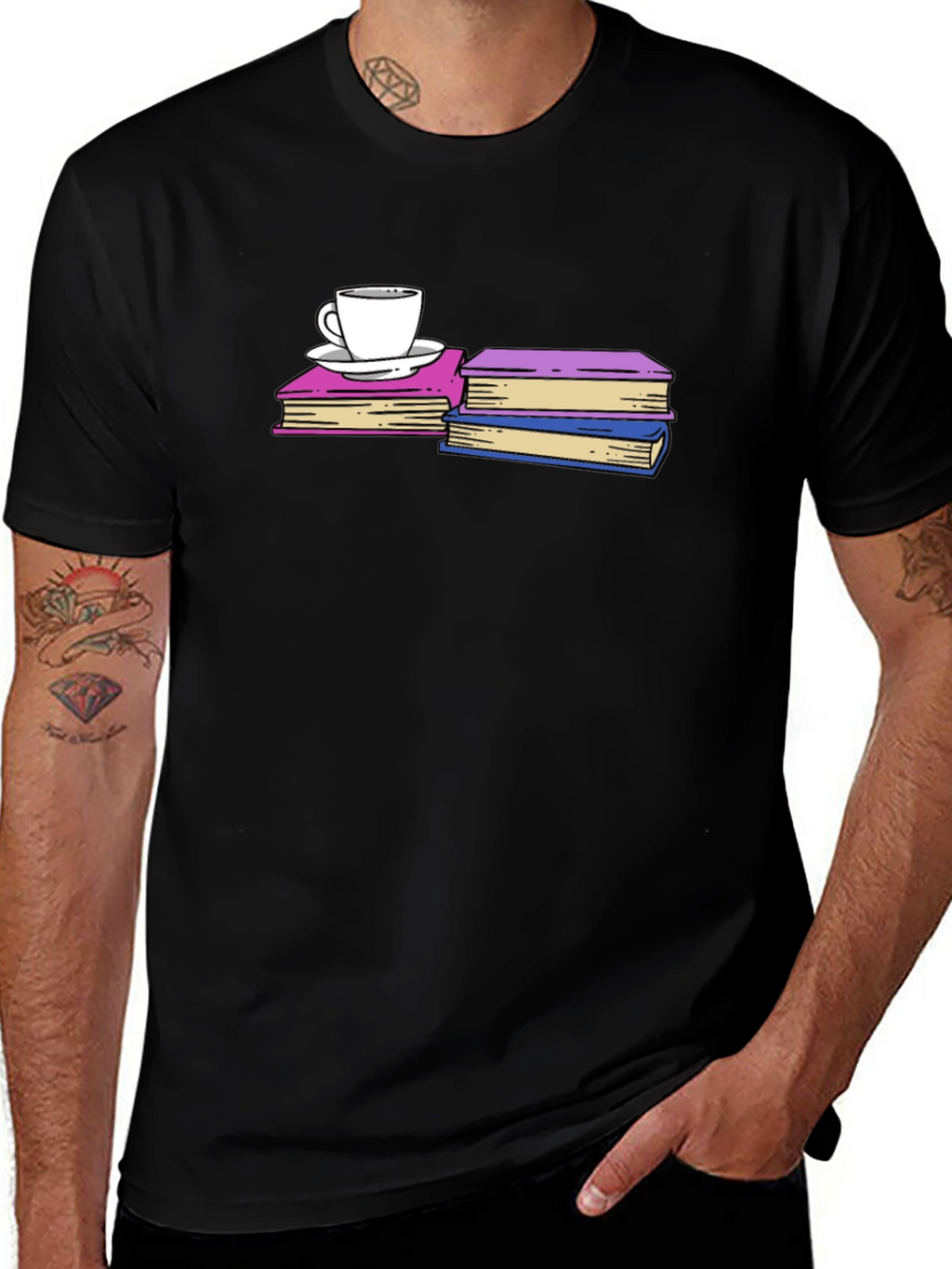 Books and Coffee T-Shirt - Black Unisex Tee