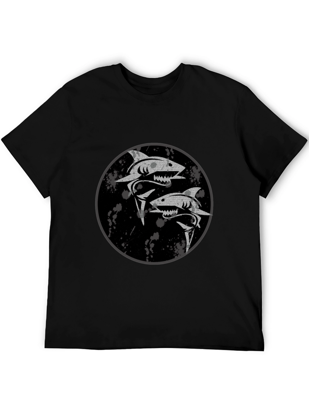 Shark Yin Yang Graphic Black T-Shirt