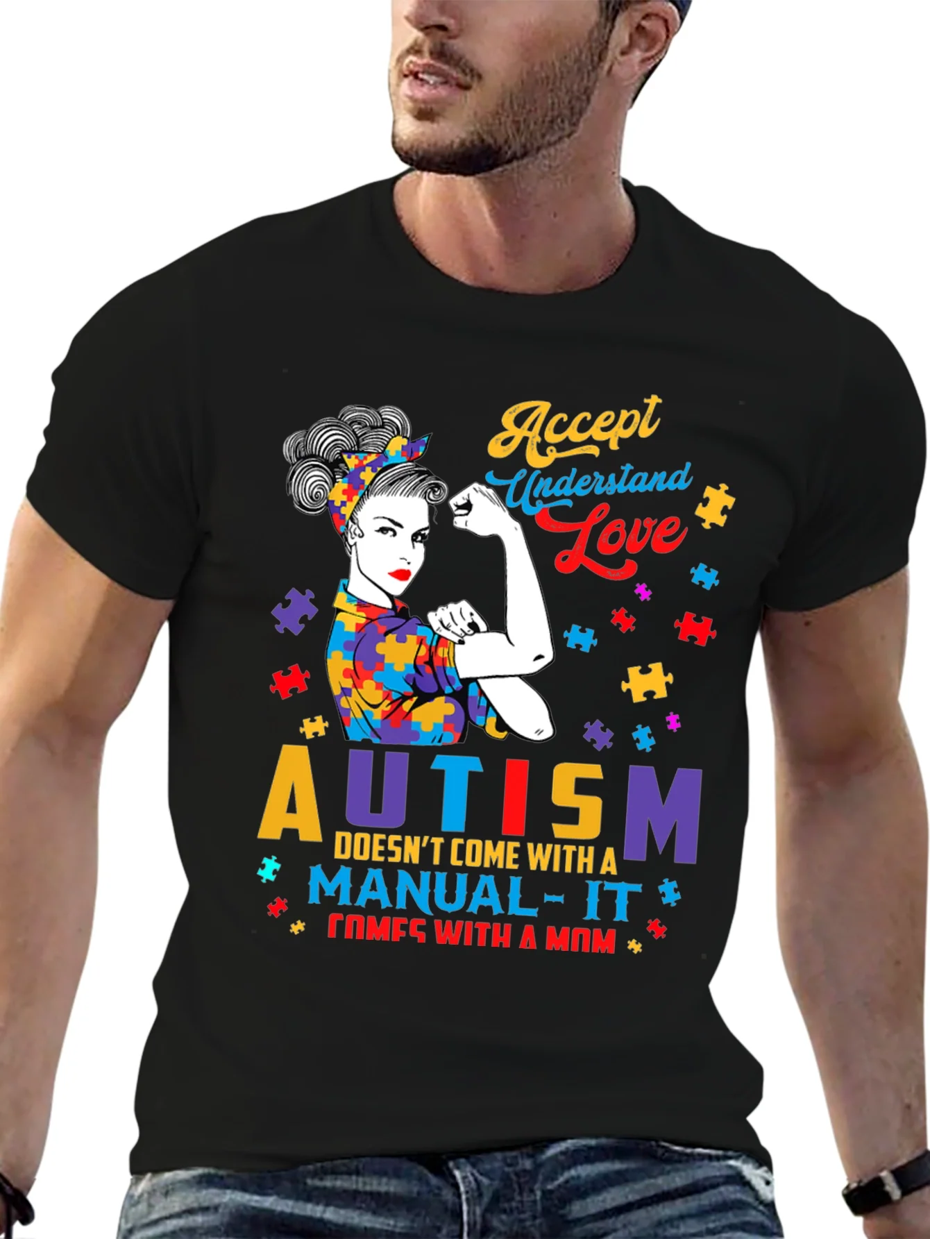 Autism Mom Graphic Tee - Accept Understand Love T-Shirt