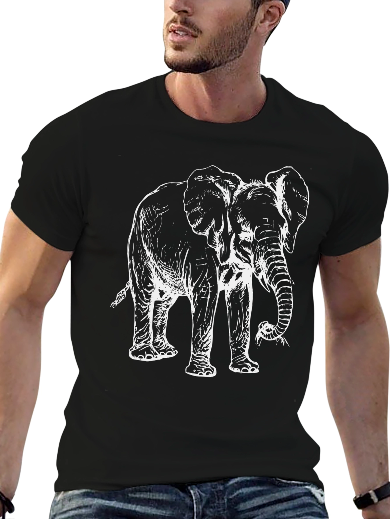 Black Elephant Graphic Tee - Animal Lovers T-Shirt