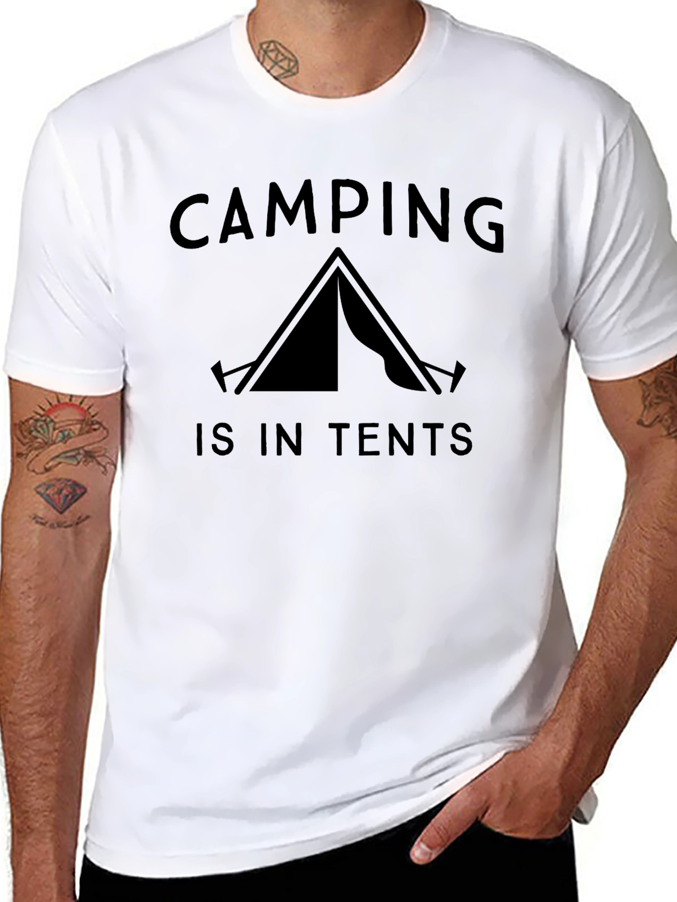 Camping is in Tents Black Graphic Tee
