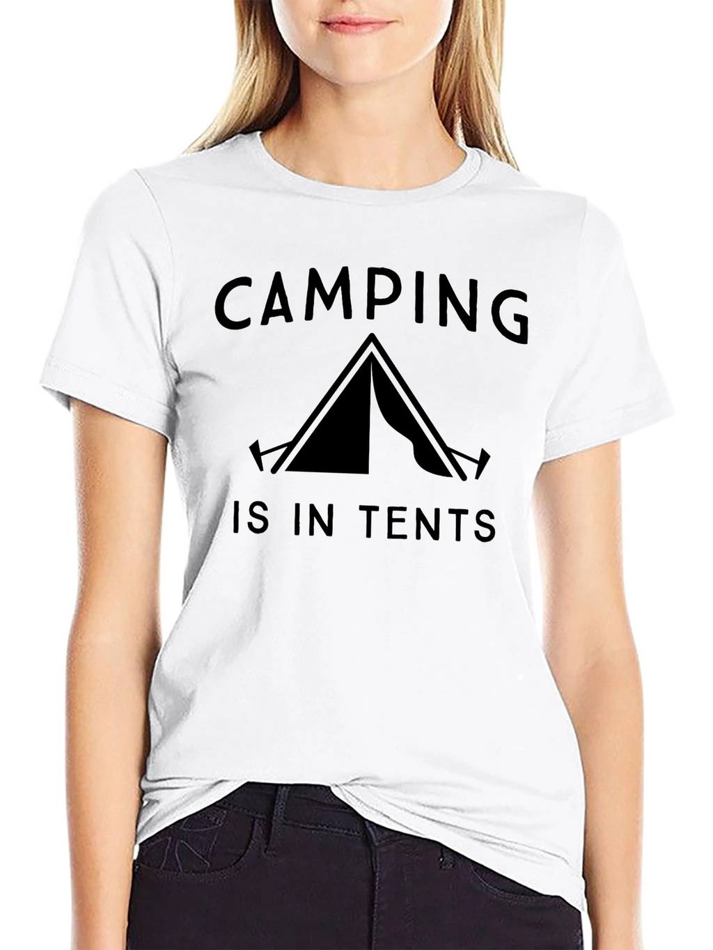 Camping is in Tents Black Graphic Tee