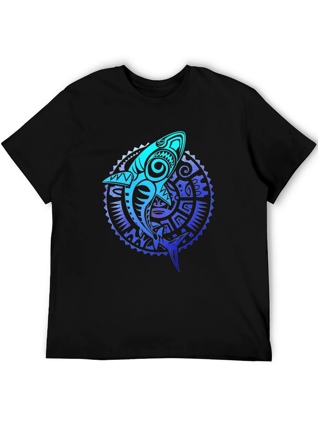 Tribal Shark Graphic Tee - Black