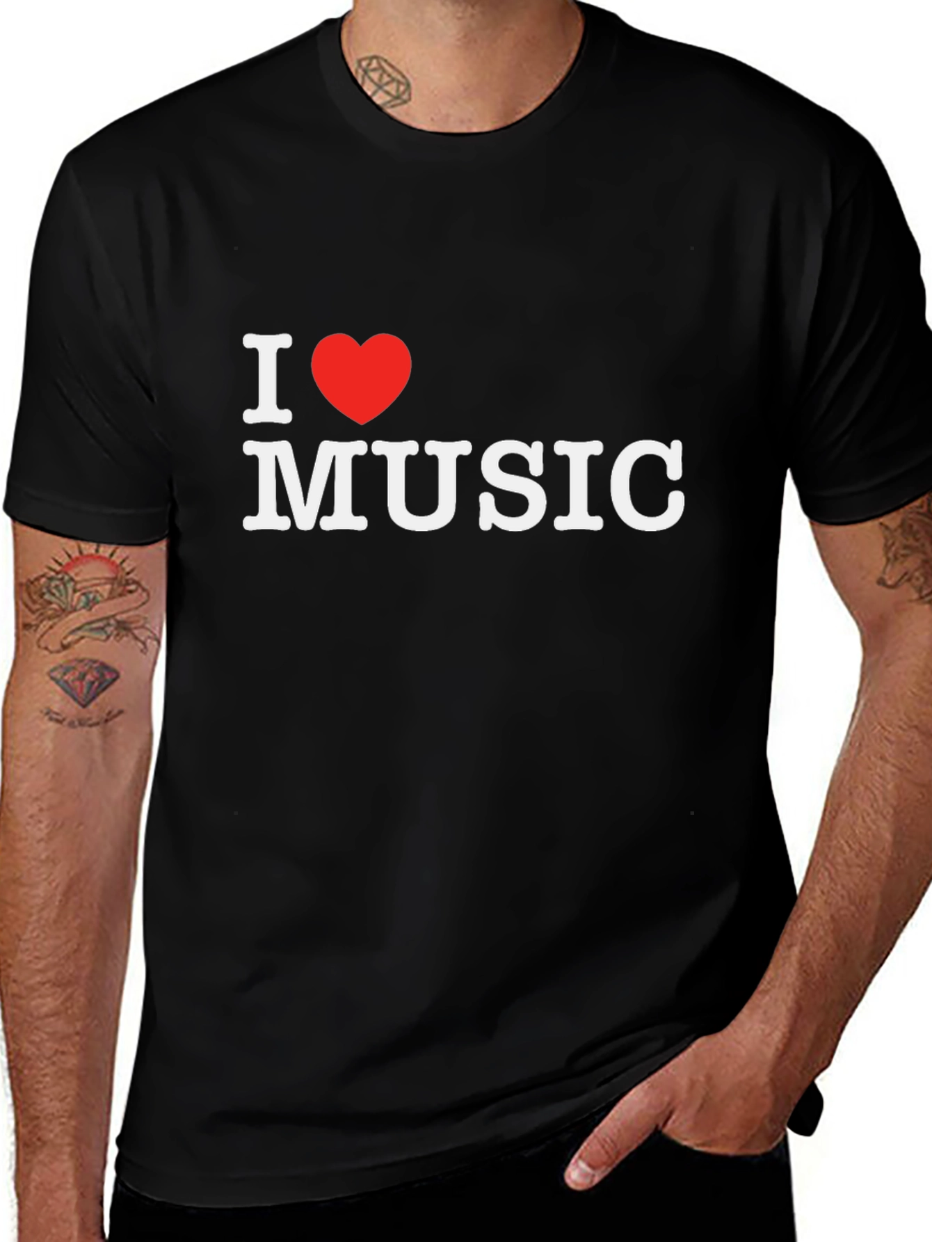 I Heart Music Black T-Shirt - Stylish & Comfortable