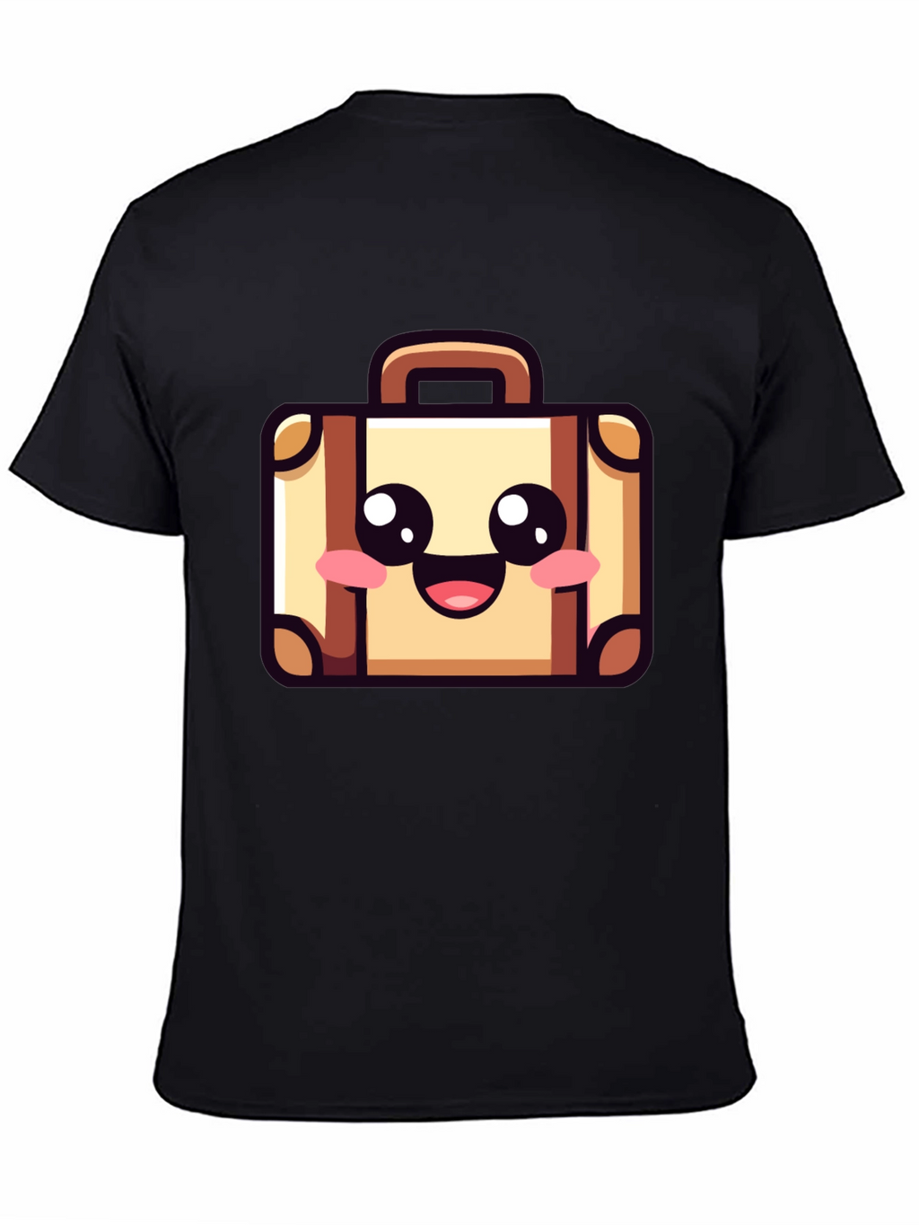 Kawaii Suitcase Graphic Black T-Shirt