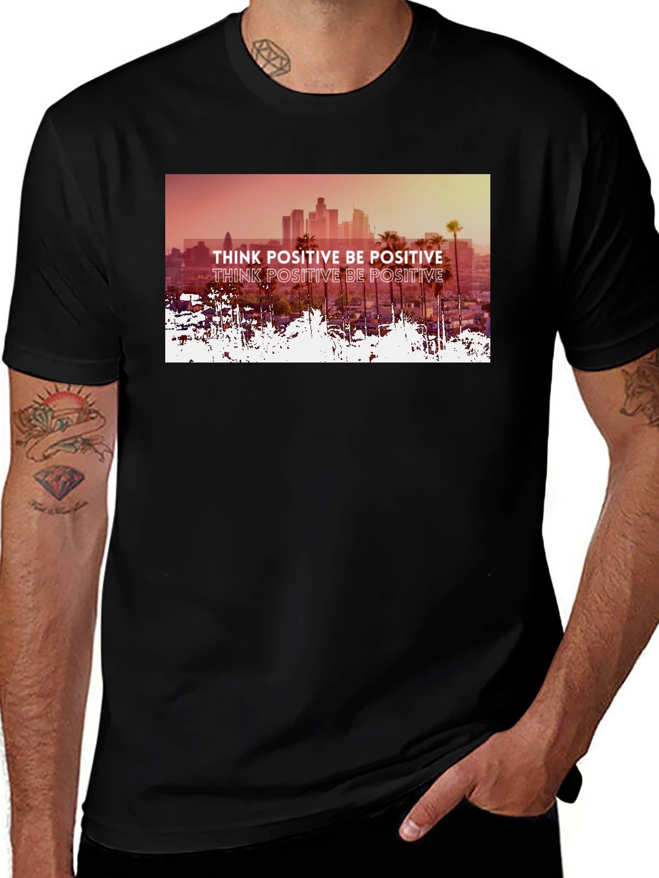 Think Positive Graphic Tee - Mens Black T-Shirt