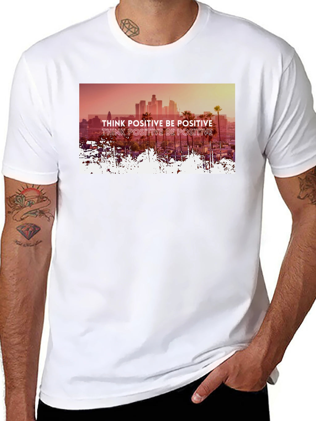 Think Positive Graphic Tee - Mens Black T-Shirt