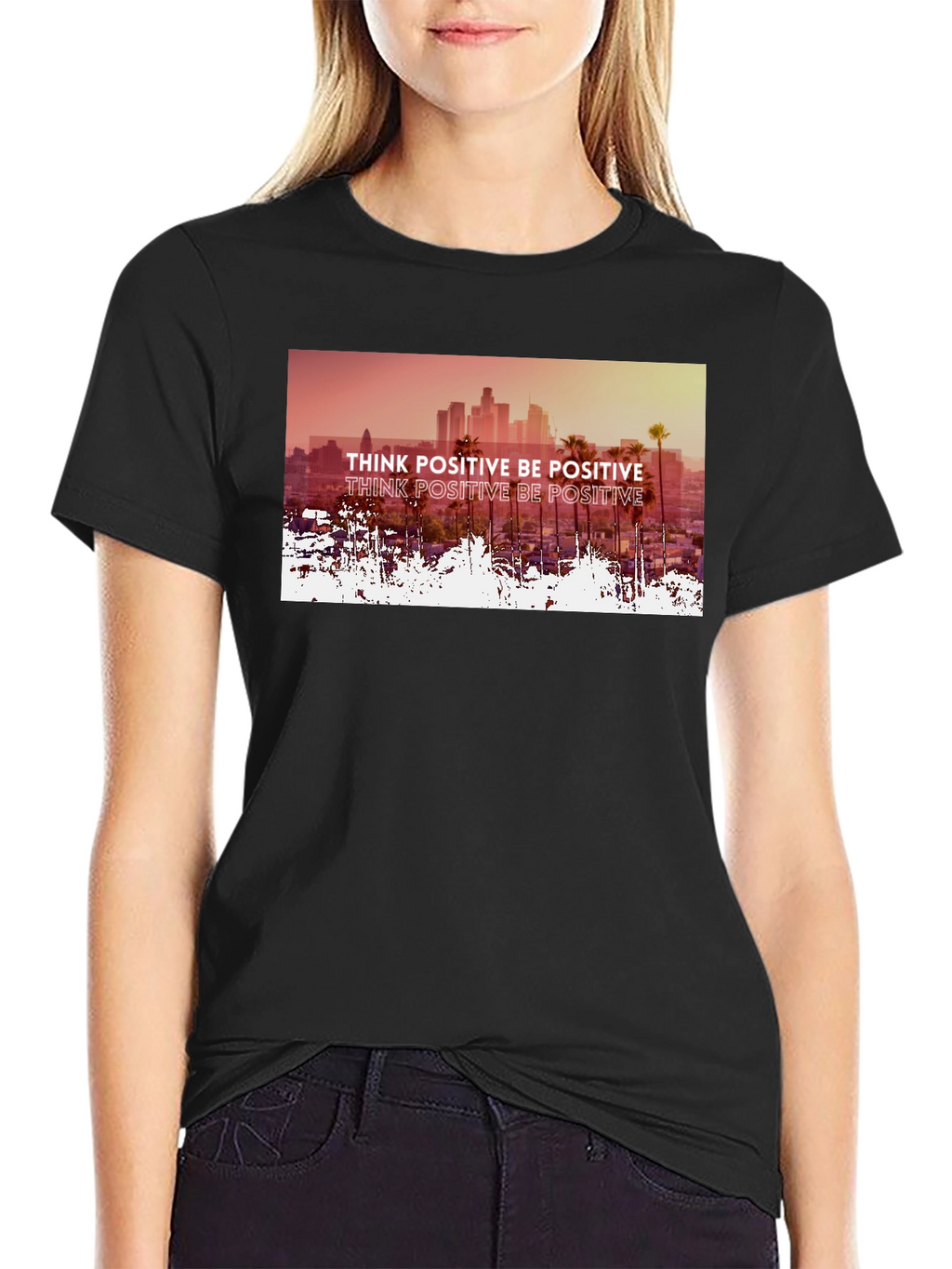 Think Positive Graphic Tee - Mens Black T-Shirt