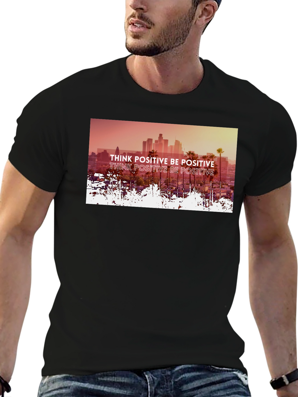 Think Positive Graphic Tee - Mens Black T-Shirt
