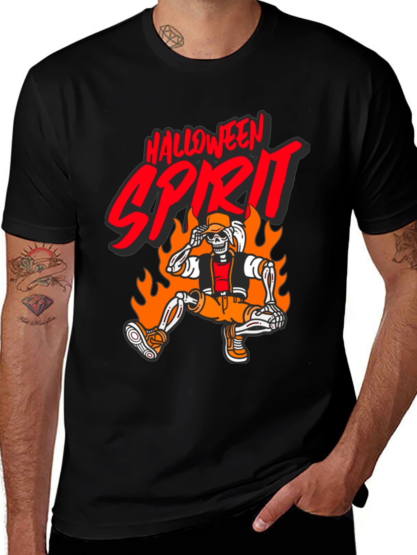 Halloween Spirit Skeleton Graphic Tee
