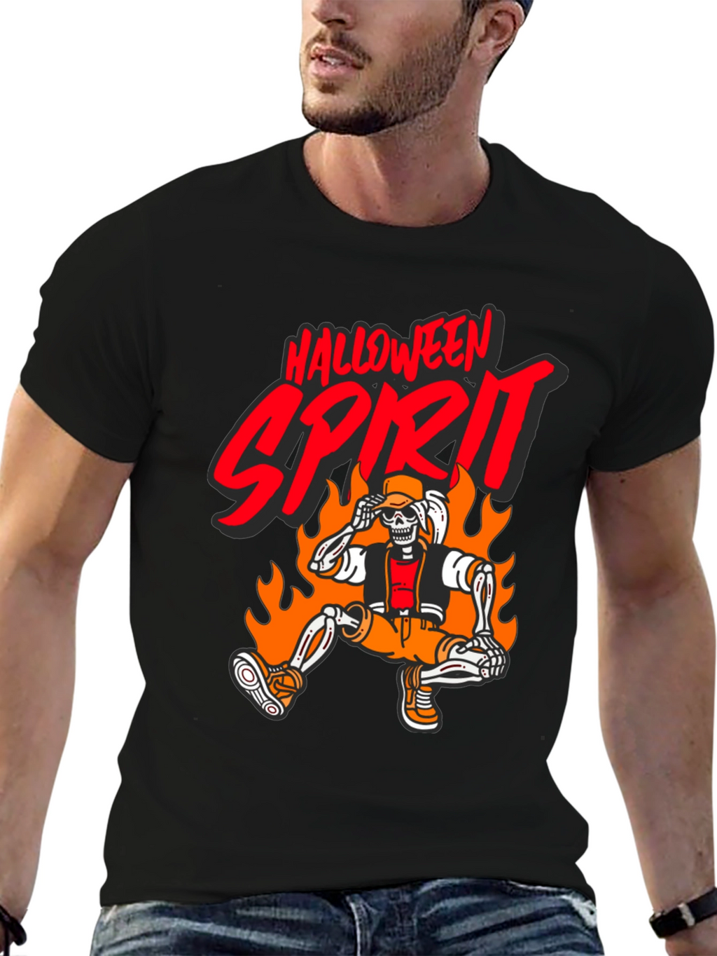 Halloween Spirit Skeleton Graphic Tee