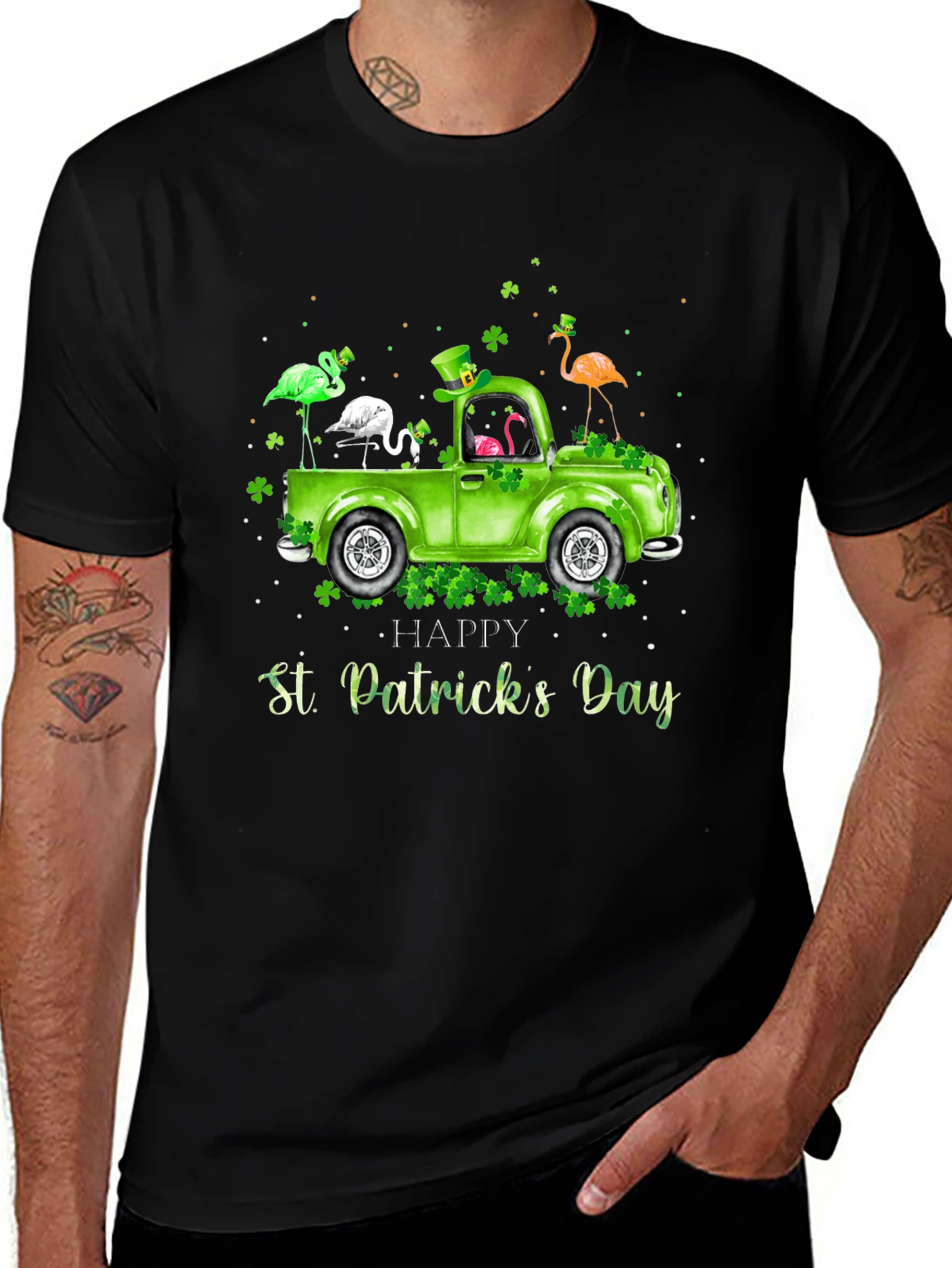 St. Patricks Day Flamingo Truck T-Shirt